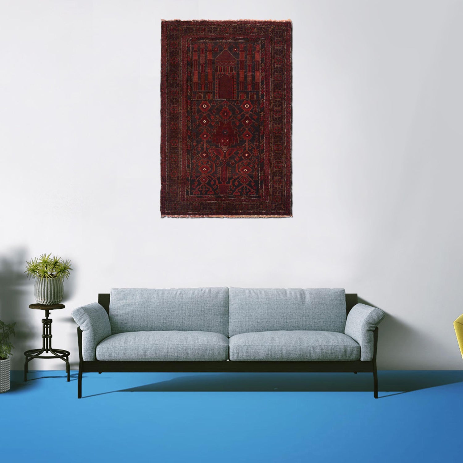 Small Prayer Carpet 2' 8" x 4' 6" ft / 82 x 138 cm -No. G35510