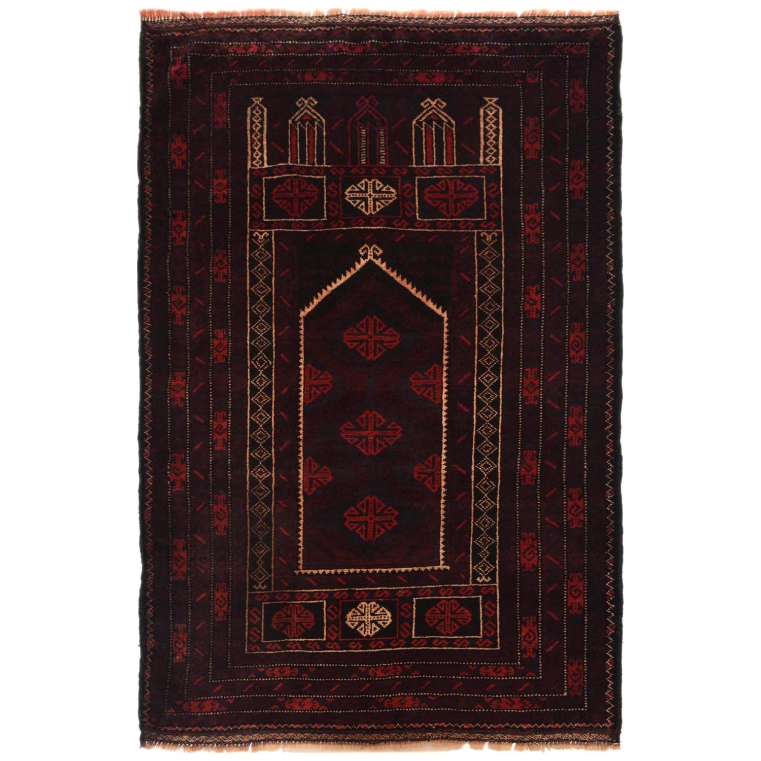Hand Knotted Prayer Rug 2' 9" x 4' 11" ft / 85 x 151 cm -No. G35513