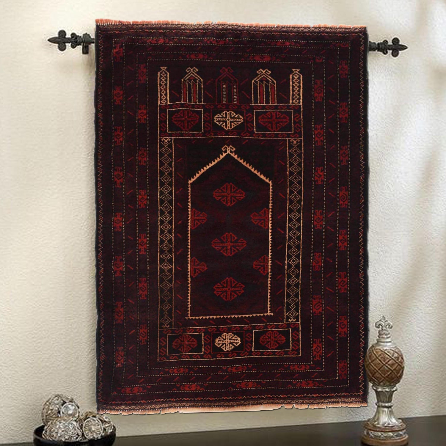 Hand Knotted Prayer Rug 2' 9" x 4' 11" ft / 85 x 151 cm -No. G35513
