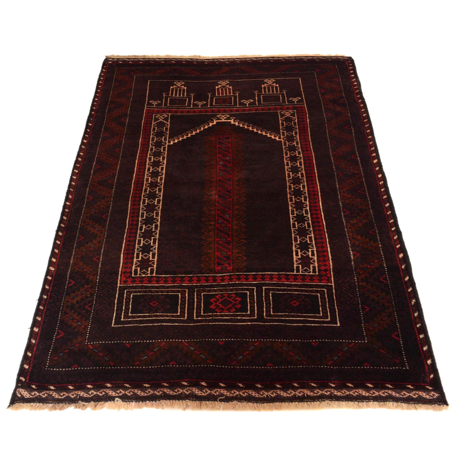 Hand Knotted Prayer Rug 2' 11" x 4' 4" ft / 90 x 131 cm - No. G35515