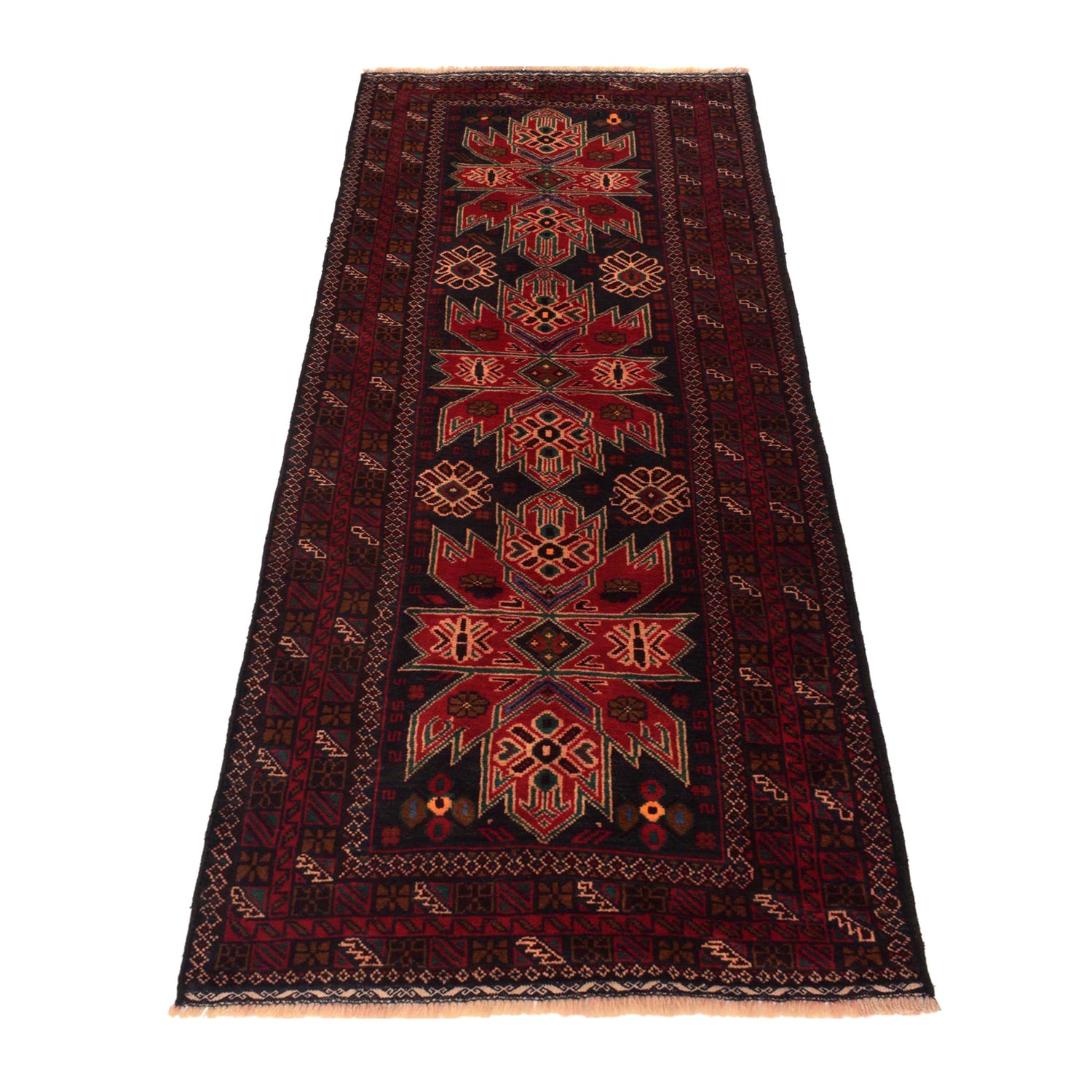 Red Color Baloch Runner 2' 9" x 7' 0" ft / 85 x 213 cm - No. G35522