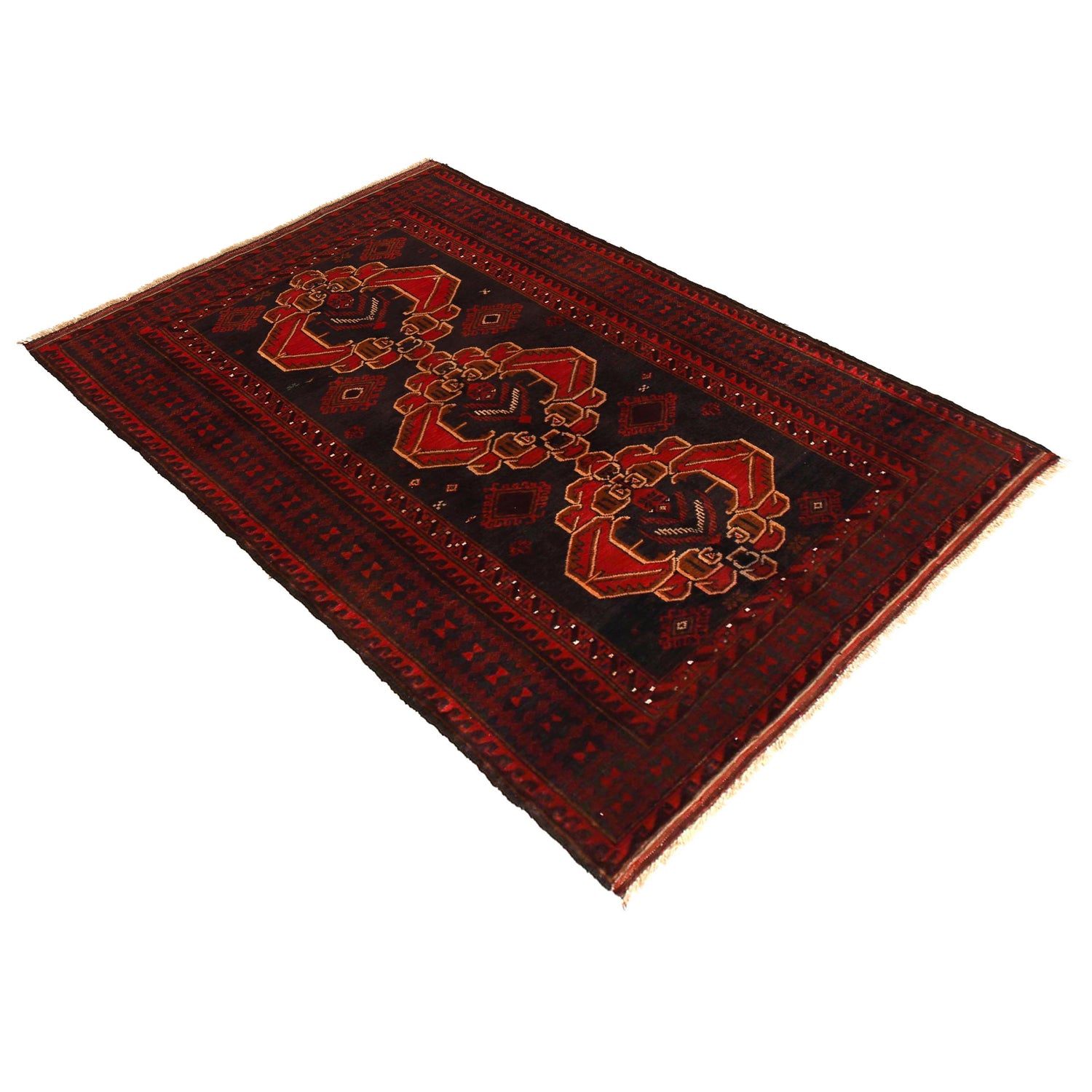 Red Color Baluchi Rug 3' 10" x 6' 4" ft / 116 x 192 cm - No. G35628
