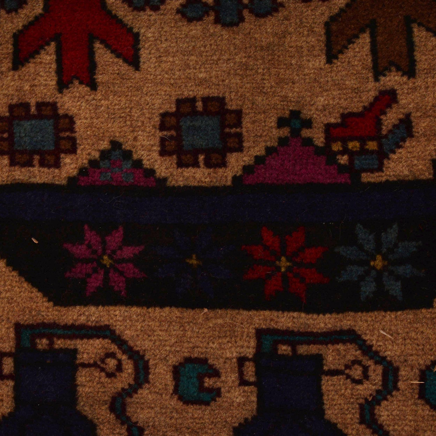 Afghan War Rug – Military Design 6' 5" x 9' 1" ft / 196 x 277 cm - No. G35630