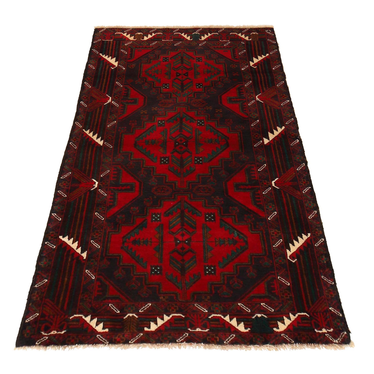 Red Color Baloch Runner 3' 1" x 6' 0" ft / 93 x 183 cm - No. G35812