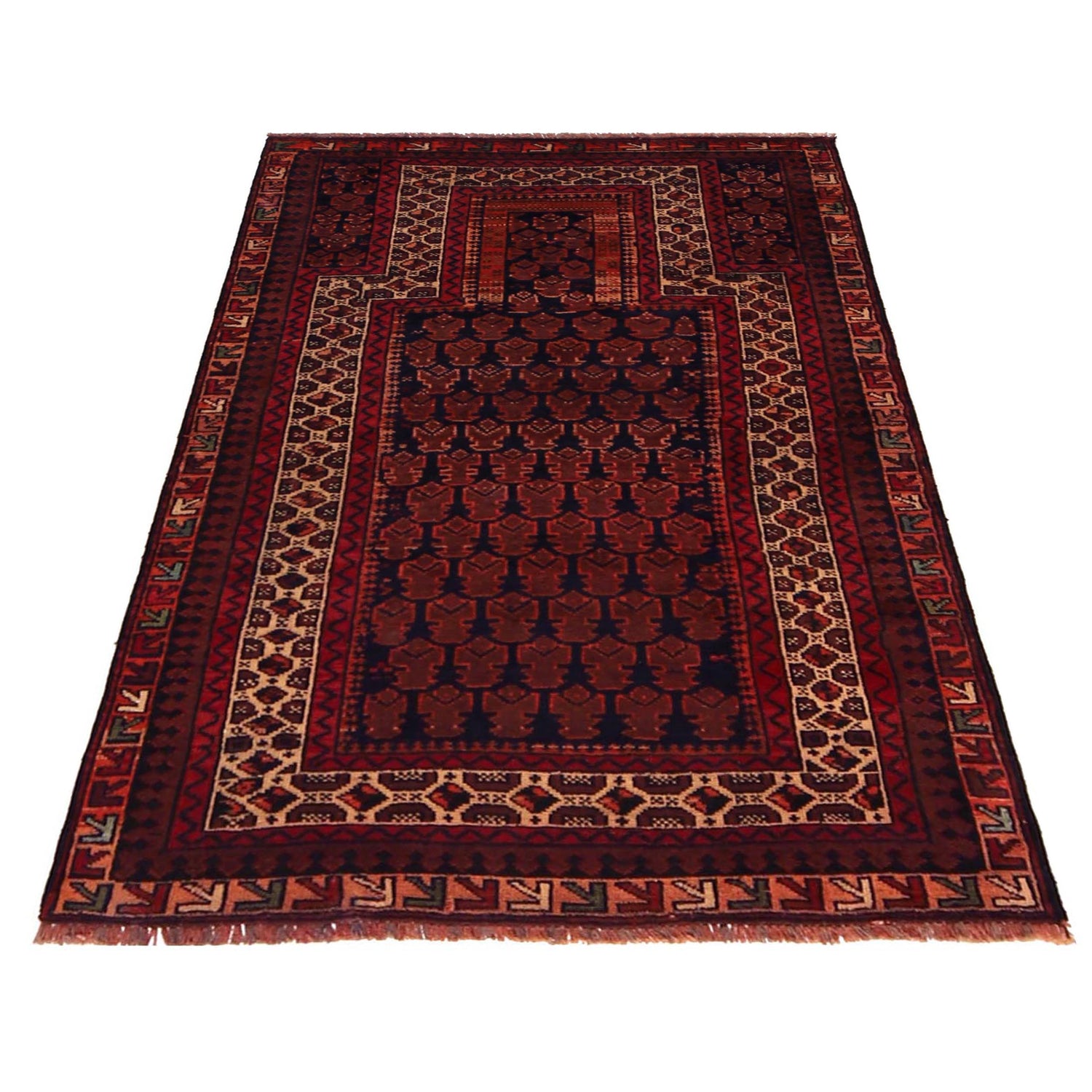 Handmade Prayer Rug 2' 11" x 4' 8" ft / 88 x 143 cm -No. G35861