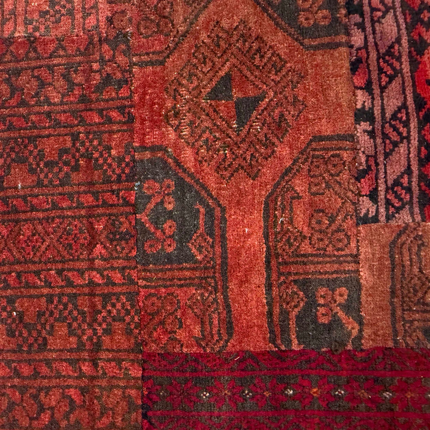 Traditional Wool Patchwork Area Rug 4' 1" x 5' 11" ft / 125 x 180 cm - No. G36689