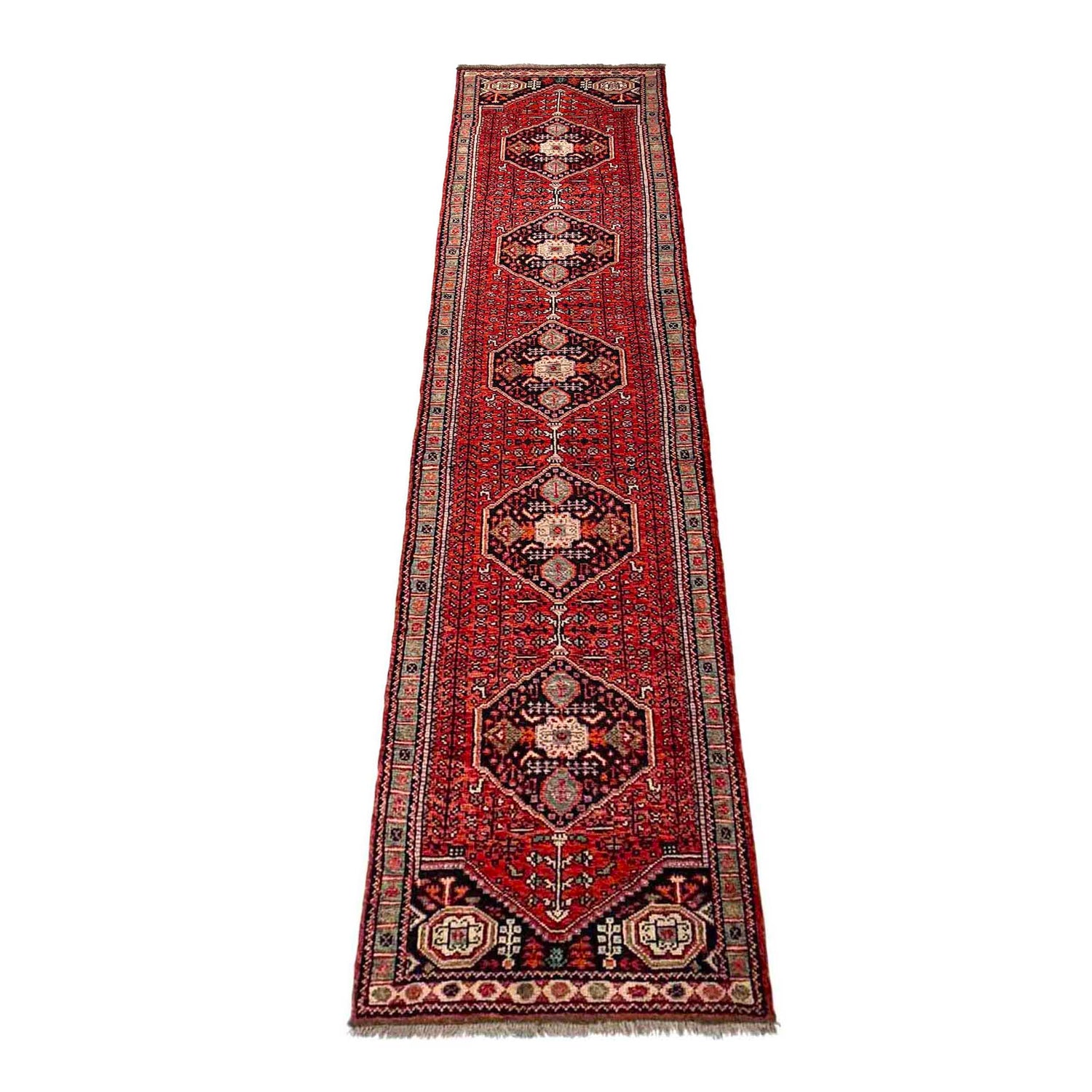 Red Color Shiraz Carpet Runner 2' 8" x 13' 0" ft / 81 x 396 cm - No. G36694