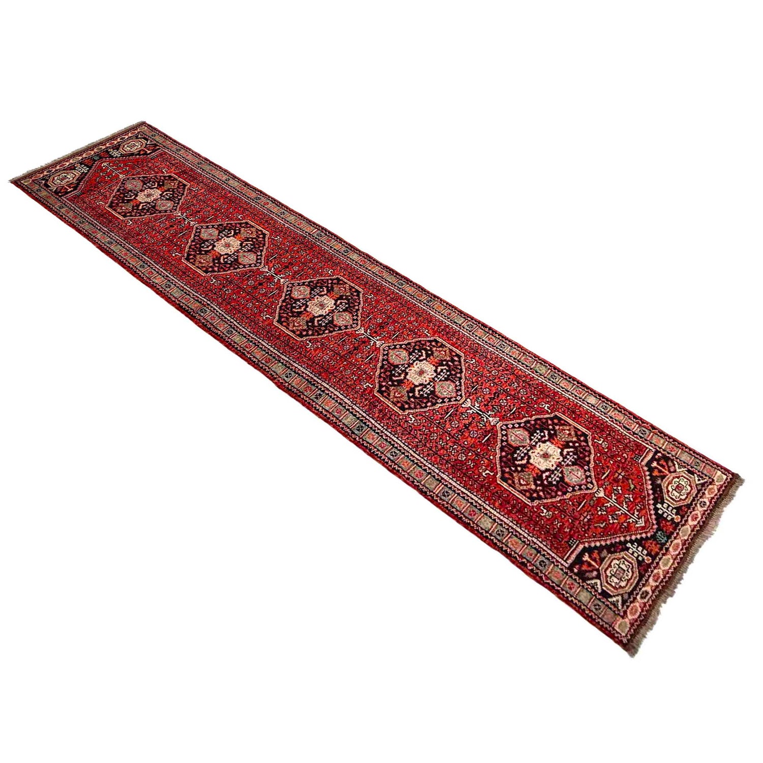 Red Color Shiraz Carpet Runner 2' 8" x 13' 0" ft / 81 x 396 cm - No. G36694