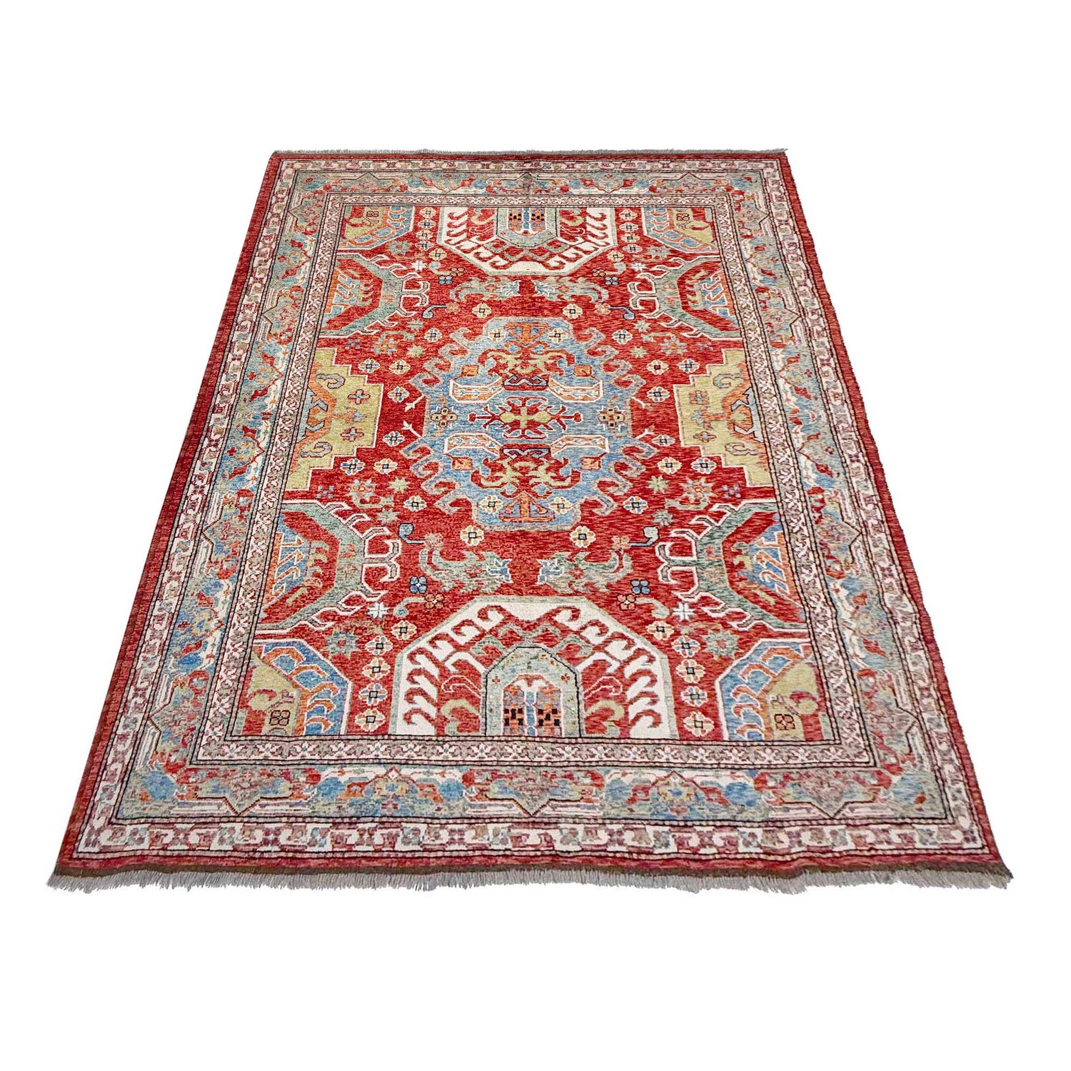 Hand Knotted Persian Heriz Area Rug 6' 9" x 9' 7" ft / 207 x 293 cm - No. G37287