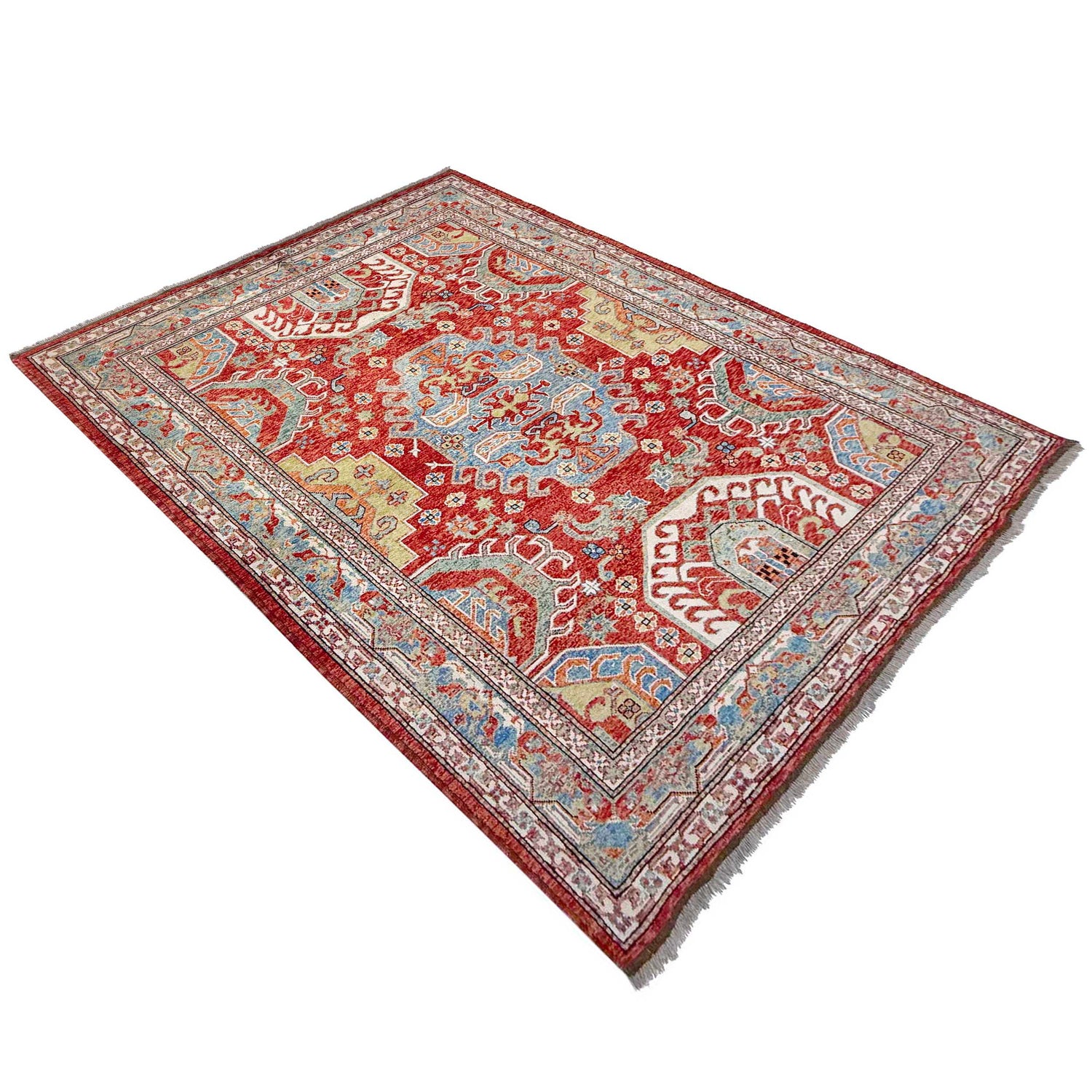 Hand Knotted Persian Heriz Area Rug 6' 9" x 9' 7" ft / 207 x 293 cm - No. G37287