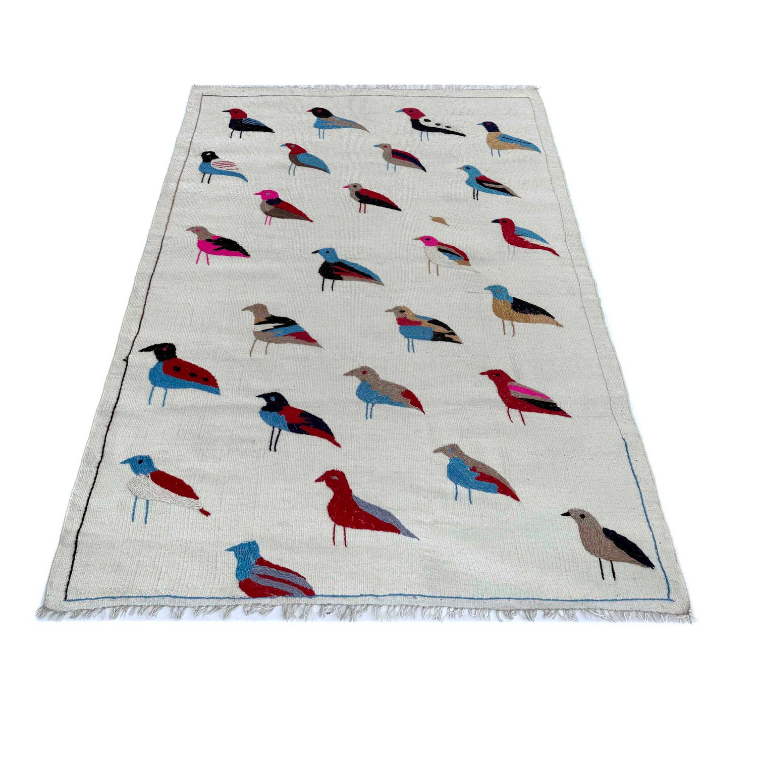 Hand Knotted Embroidery Kelim 3' 3" x 5' 9" ft / 99 x 174 cm - No. G37358