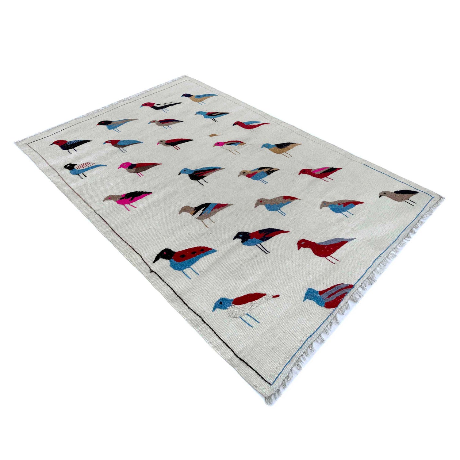 Hand Knotted Embroidery Kelim 3' 3" x 5' 9" ft / 99 x 174 cm - No. G37358