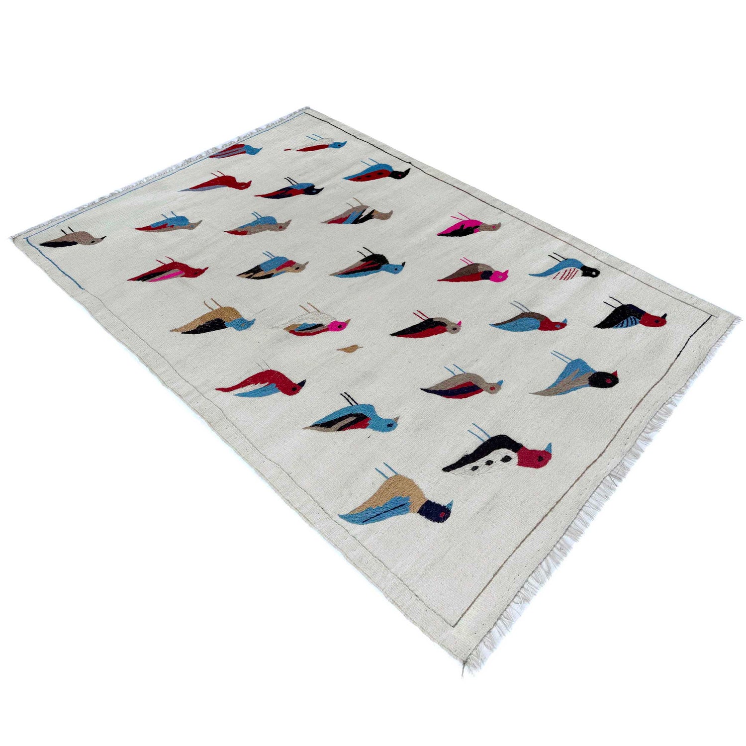 Hand Knotted Embroidery Kelim 3' 3" x 5' 9" ft / 99 x 174 cm - No. G37358