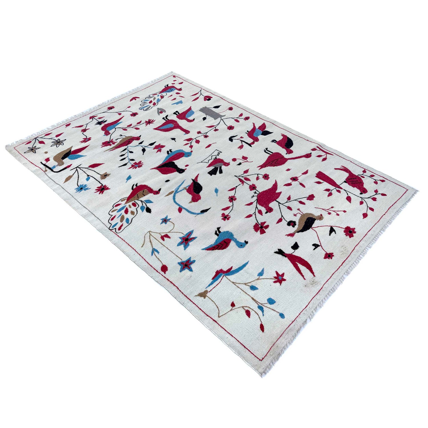 Hand Made Embroidery Kilim 3' 10" x 6' 4" ft / 116 x 193 cm - No. G37359