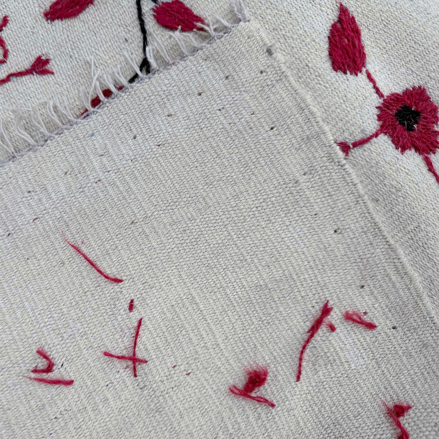 Hand Made Embroidery Kilim 3' 10" x 6' 4" ft / 116 x 193 cm - No. G37359