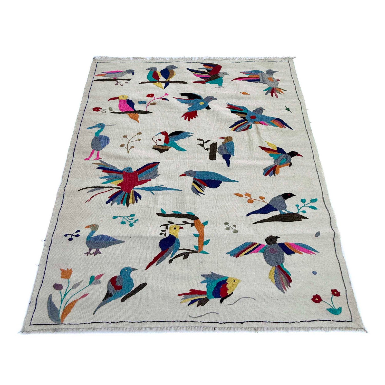 Pakistani Embroidery Kilim 3' 9" x 6' 4" ft / 115 x 192 cm - No. G37360