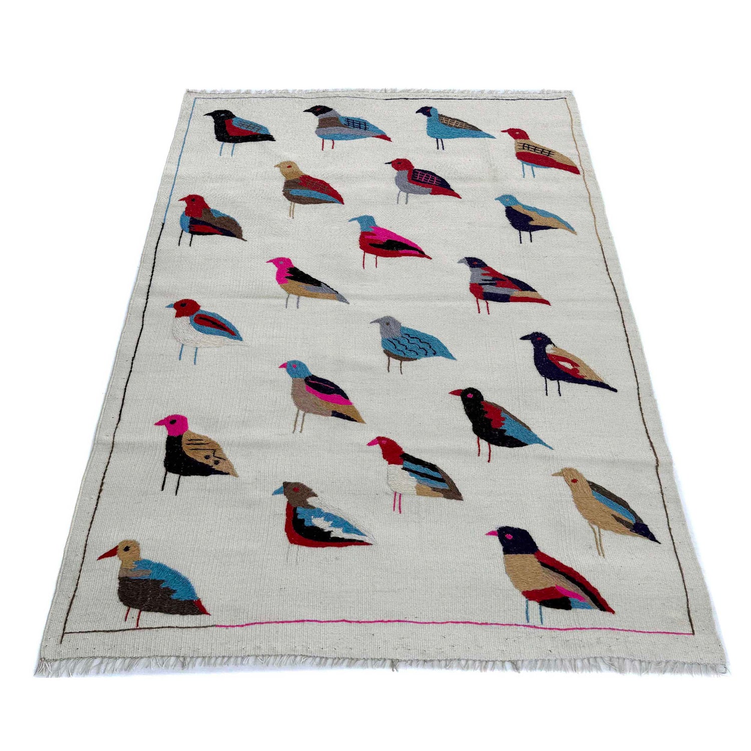 Hand Knotted Embroidery Kelim 3' 2" x 5' 0" ft / 97 x 153 cm - No. G37361