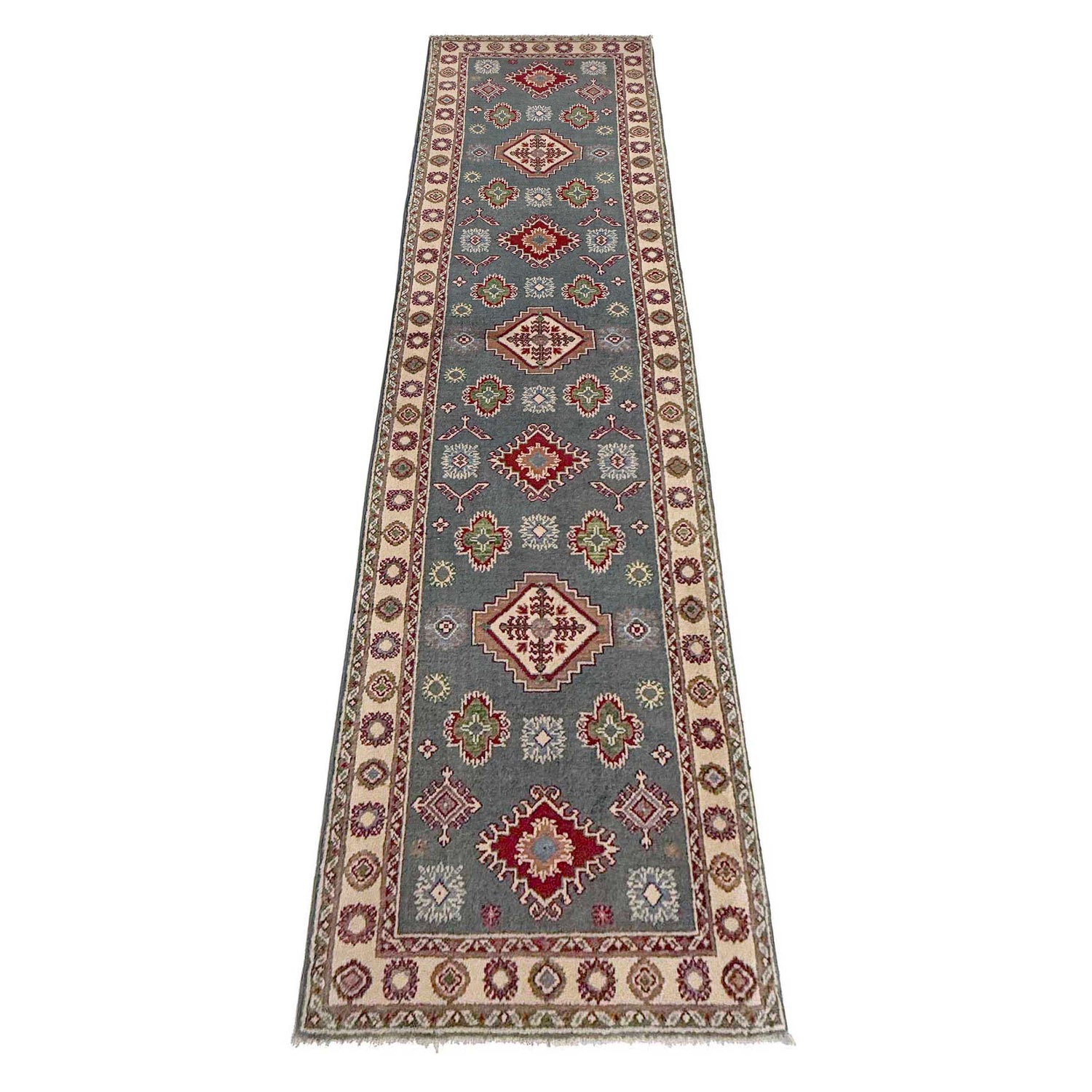 Handmade Kazak Area Runner Rug 2' 6" x 9' 9" ft / 76 x 298 cm - No. G37555