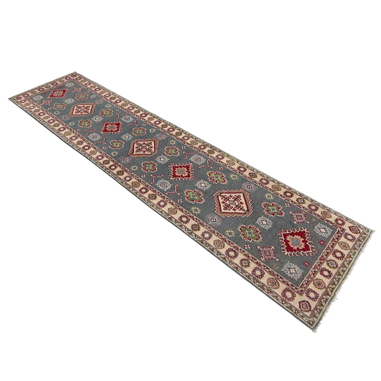 Handmade Kazak Area Runner Rug 2' 6" x 9' 9" ft / 76 x 298 cm - No. G37555