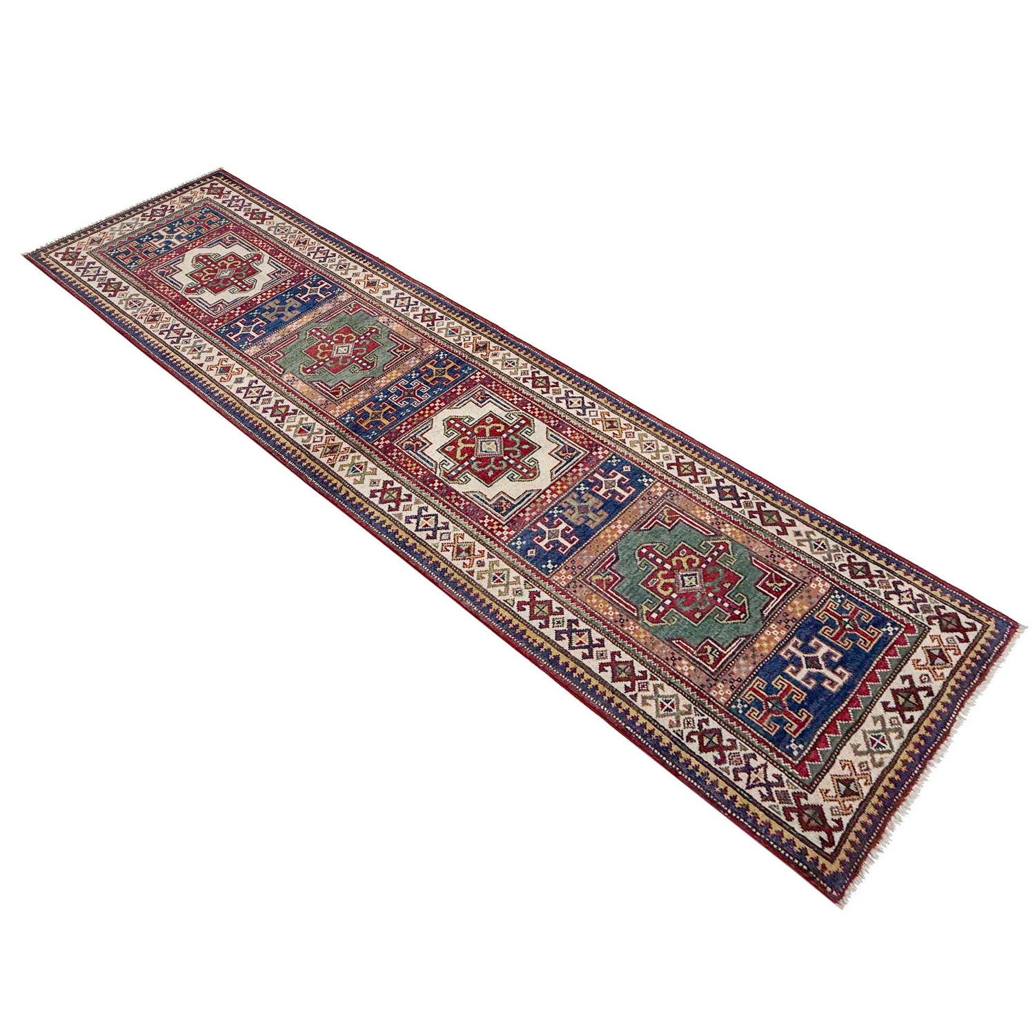 Multi Color Kazak Runner Rug 2' 5" x 10' 2" ft / 77 x 295 cm - No. G37561