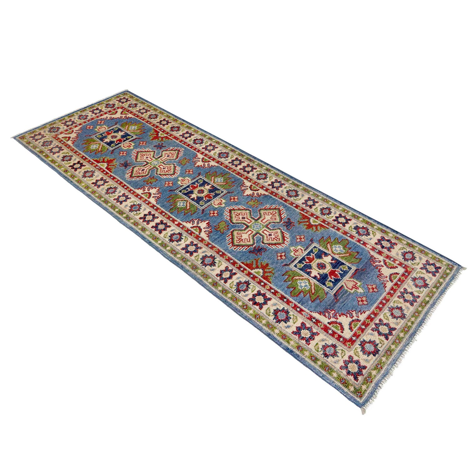 Hand Knotted Kazak Oriental Runner Rug 2' 0" x 6' 0" ft / 62 x 183 cm - No. G37563
