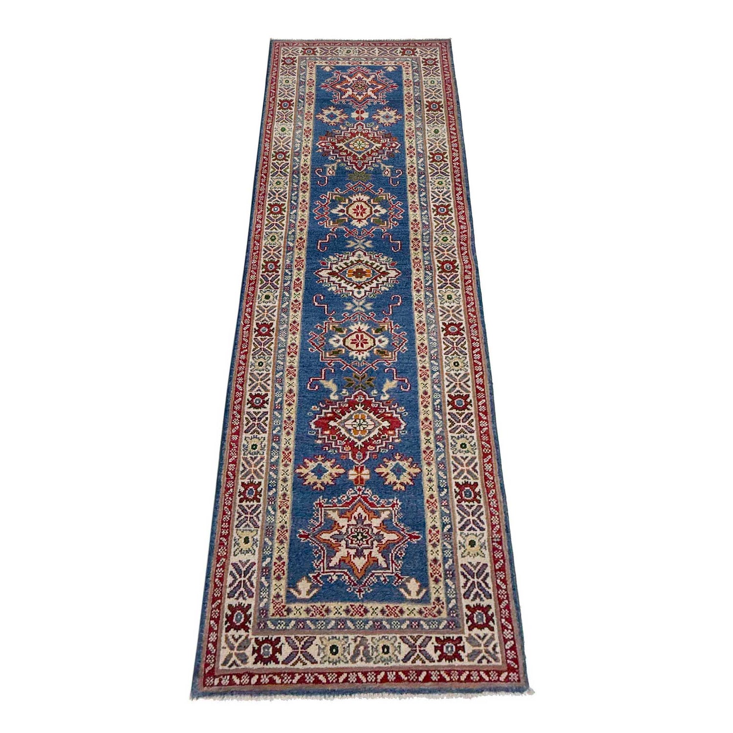 Hand knotted Kazak Runner Carpet 2' 7" x 9' 5" ft / 80 x 288 cm - No. G37566