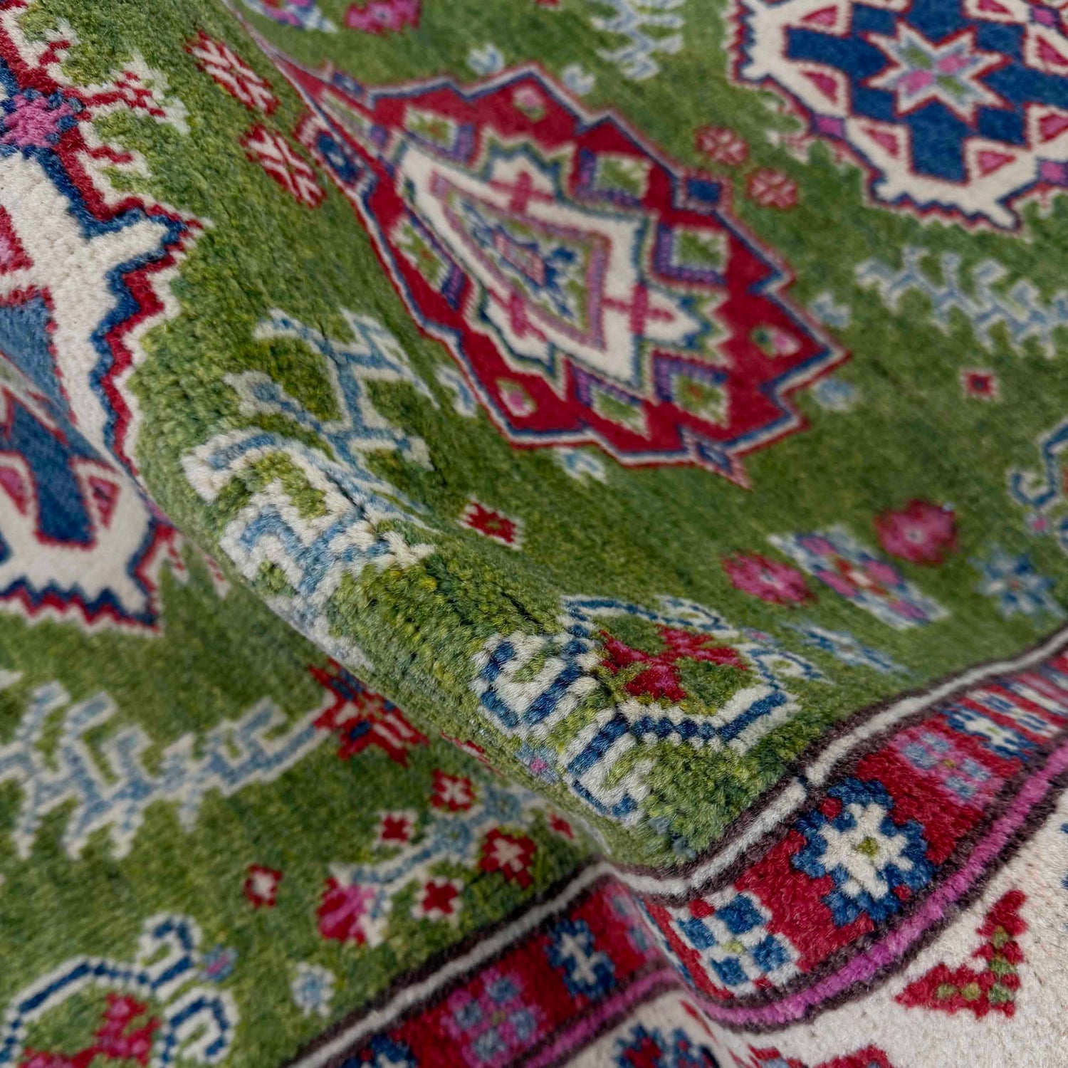 Green Color Kazak Runner Rug 2' 8" x 9' 11" ft / 82 x 301 cm - No. G37570
