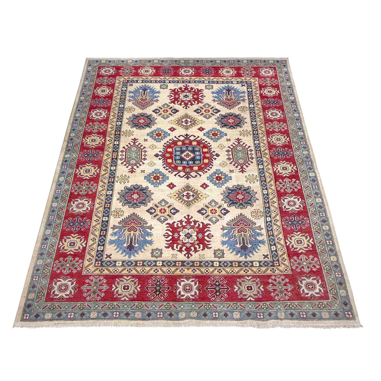 Beige Color Kazak Rug 6' 6" x 10' 0" ft / 197 x 305 cm - No. G37573