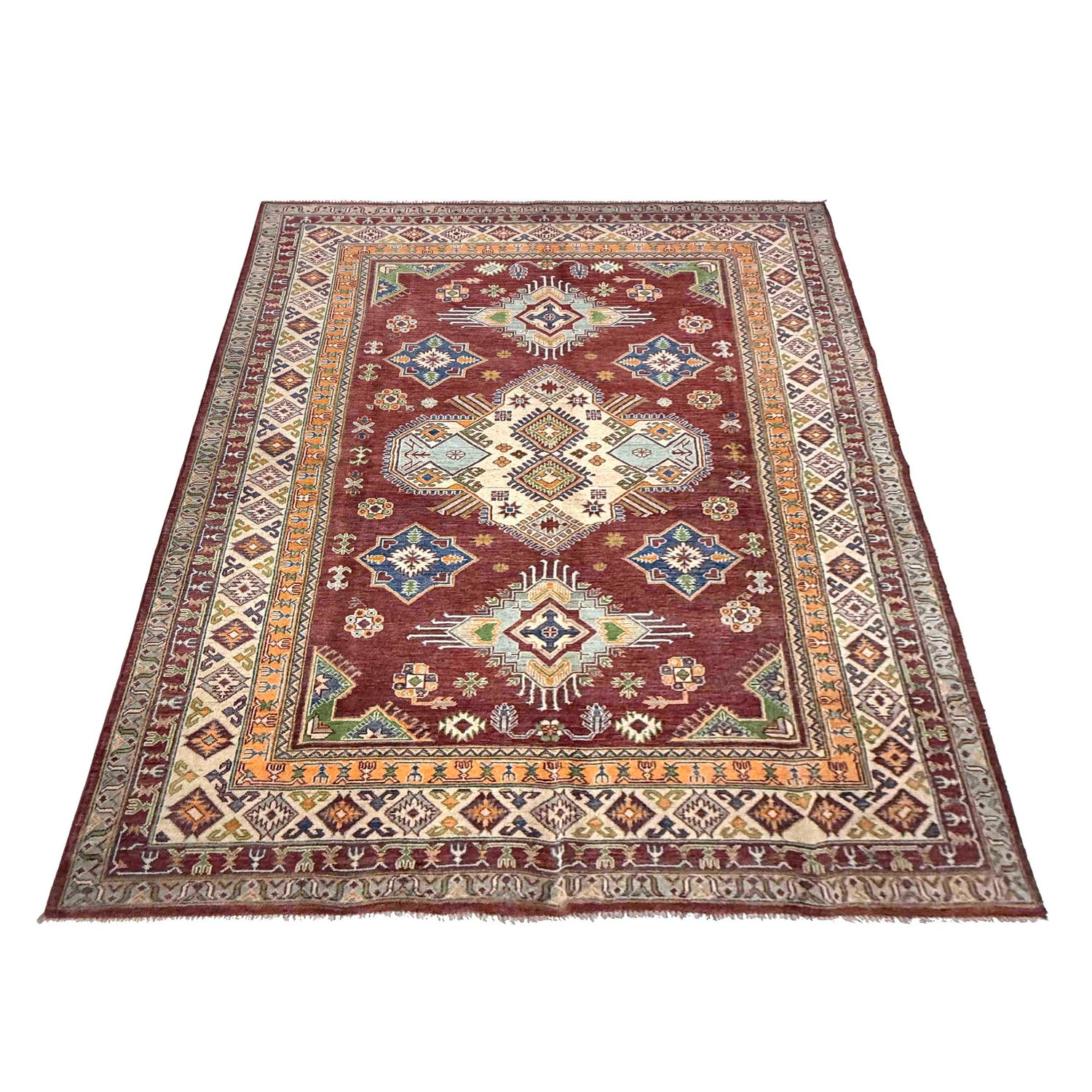 Handmade Kazak Area Rug 6' 7" x 9' 11" ft / 200 x 302 cm - No. G37578