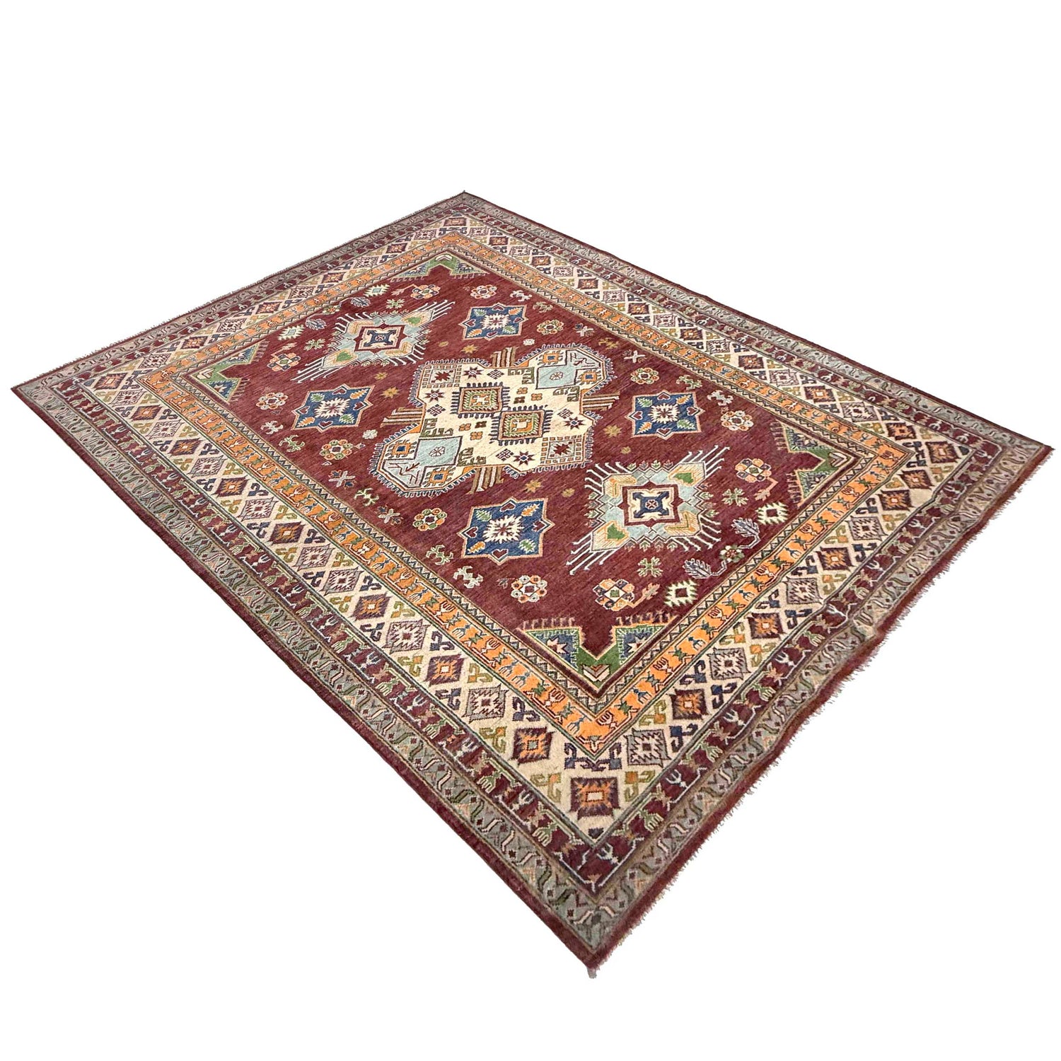 Handmade Kazak Area Rug 6' 7" x 9' 11" ft / 200 x 302 cm - No. G37578
