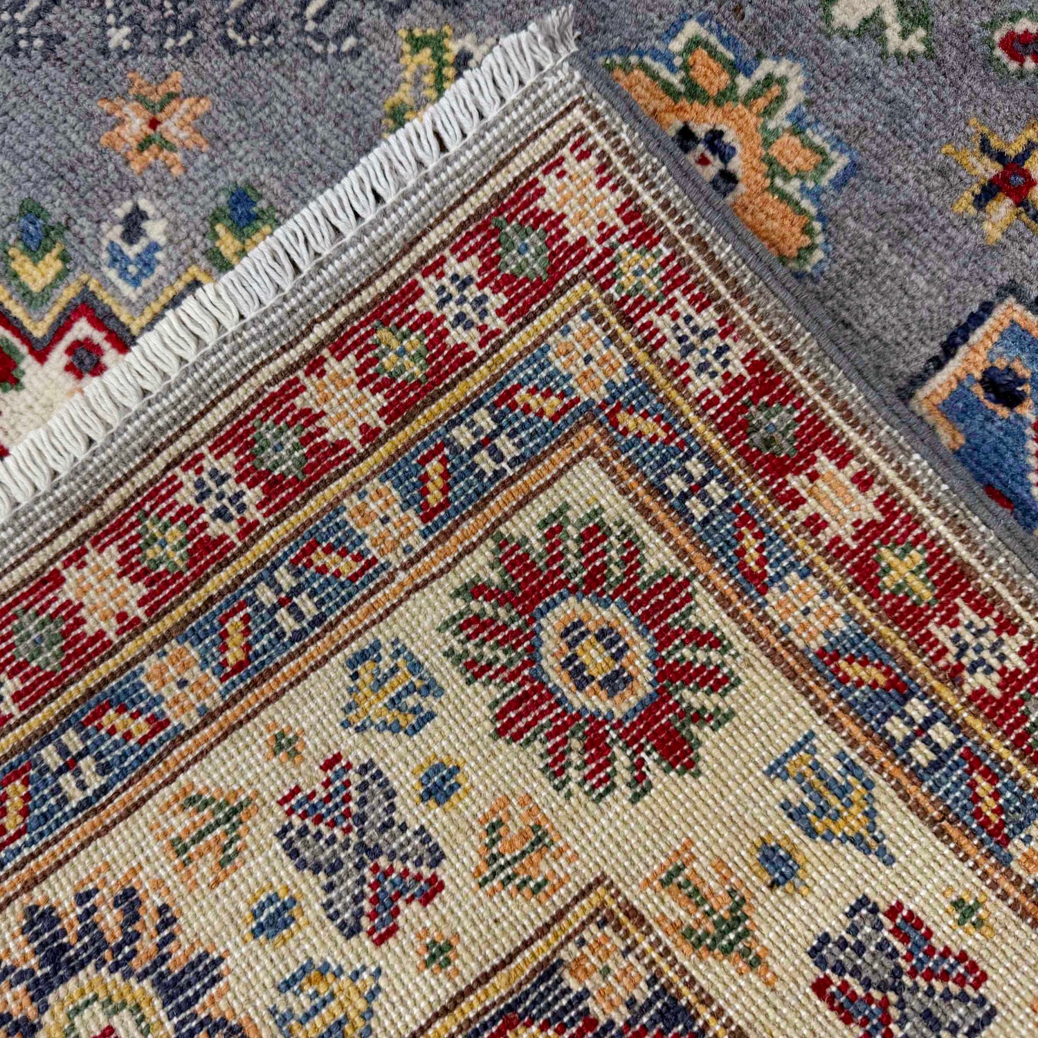 Handmade Kazak Area Rug 4' 0" x 6' 1" ft / 122 x 186 cm - No. G37579