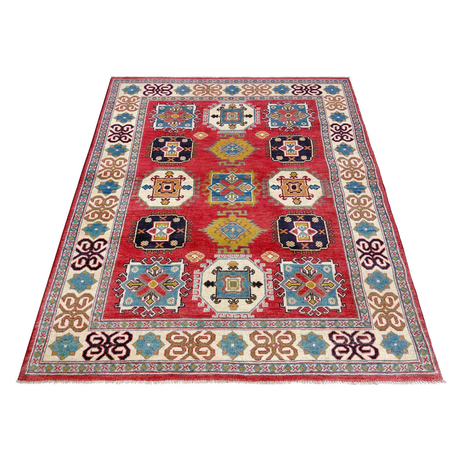 Hand knotted Kazak Carpet 5' 0" x 6' 6" ft / 152 x 199 cm - No. G37580