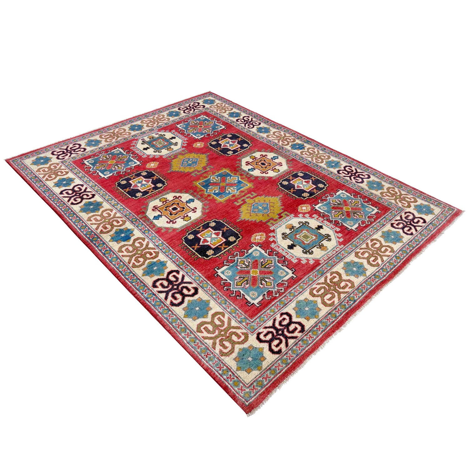 Hand knotted Kazak Carpet 5' 0" x 6' 6" ft / 152 x 199 cm - No. G37580