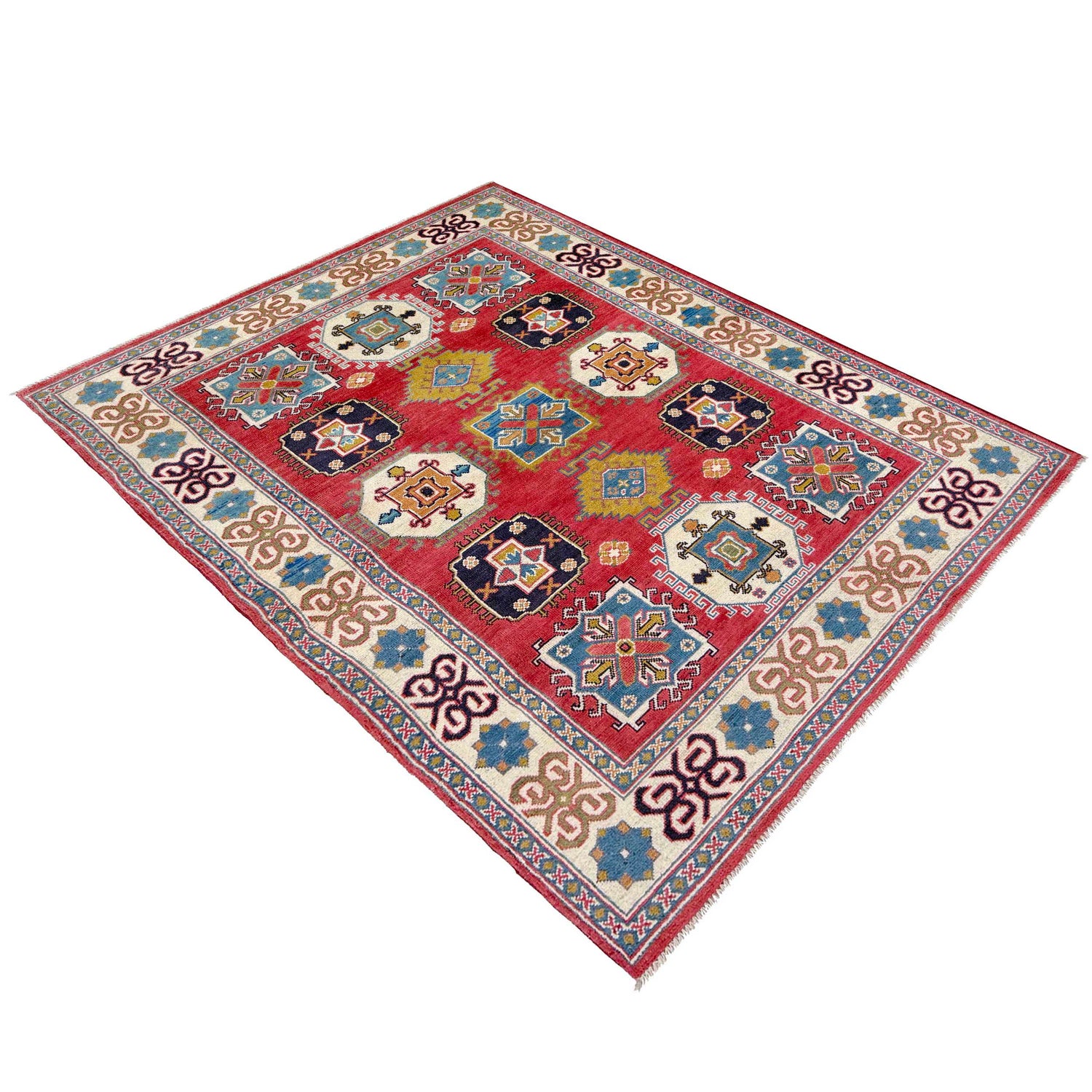 Hand knotted Kazak Carpet 5' 0" x 6' 6" ft / 152 x 199 cm - No. G37580