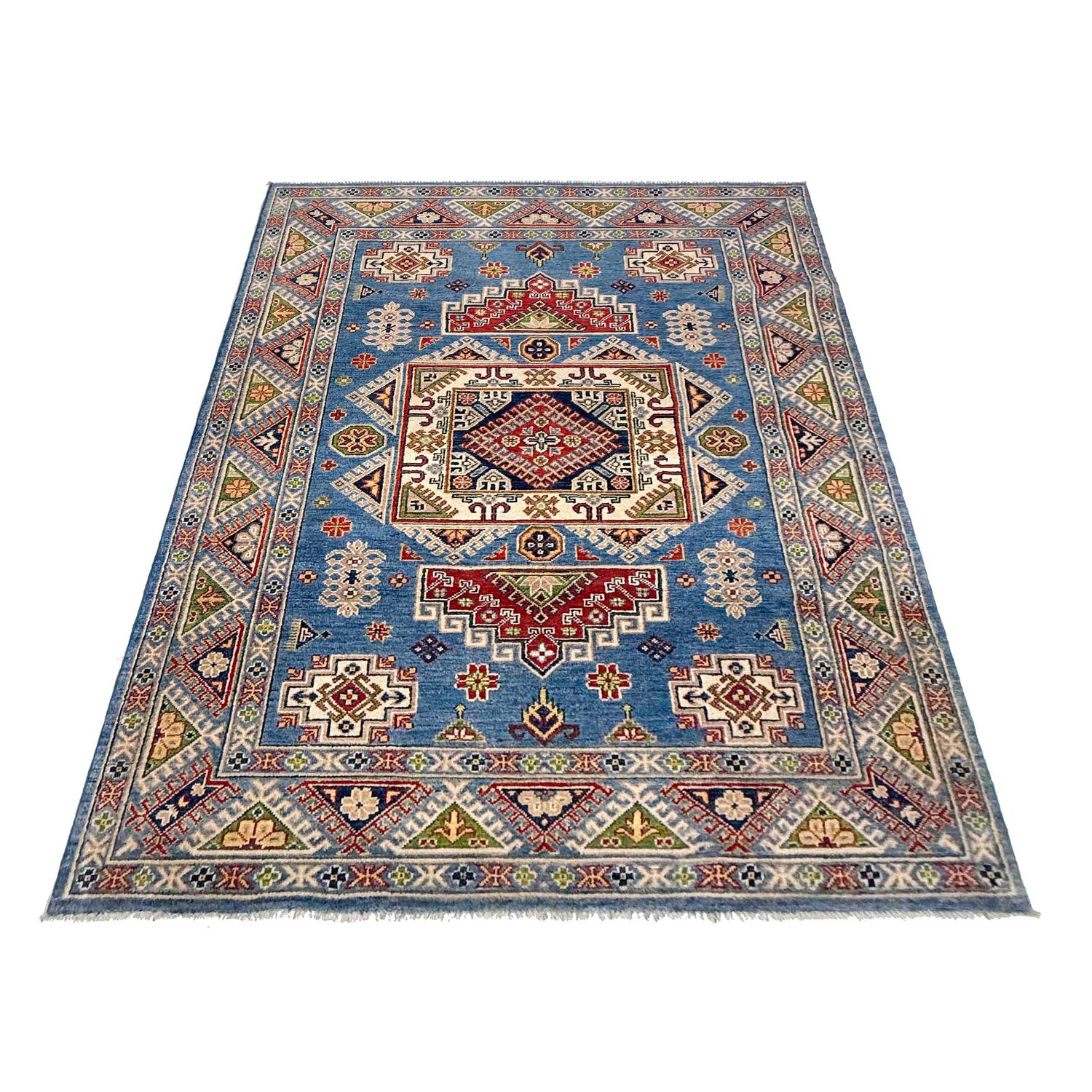 Handmade Kazak Area Rug 5' 0" x 6' 11" ft / 152 x 211 cm - No. G37581