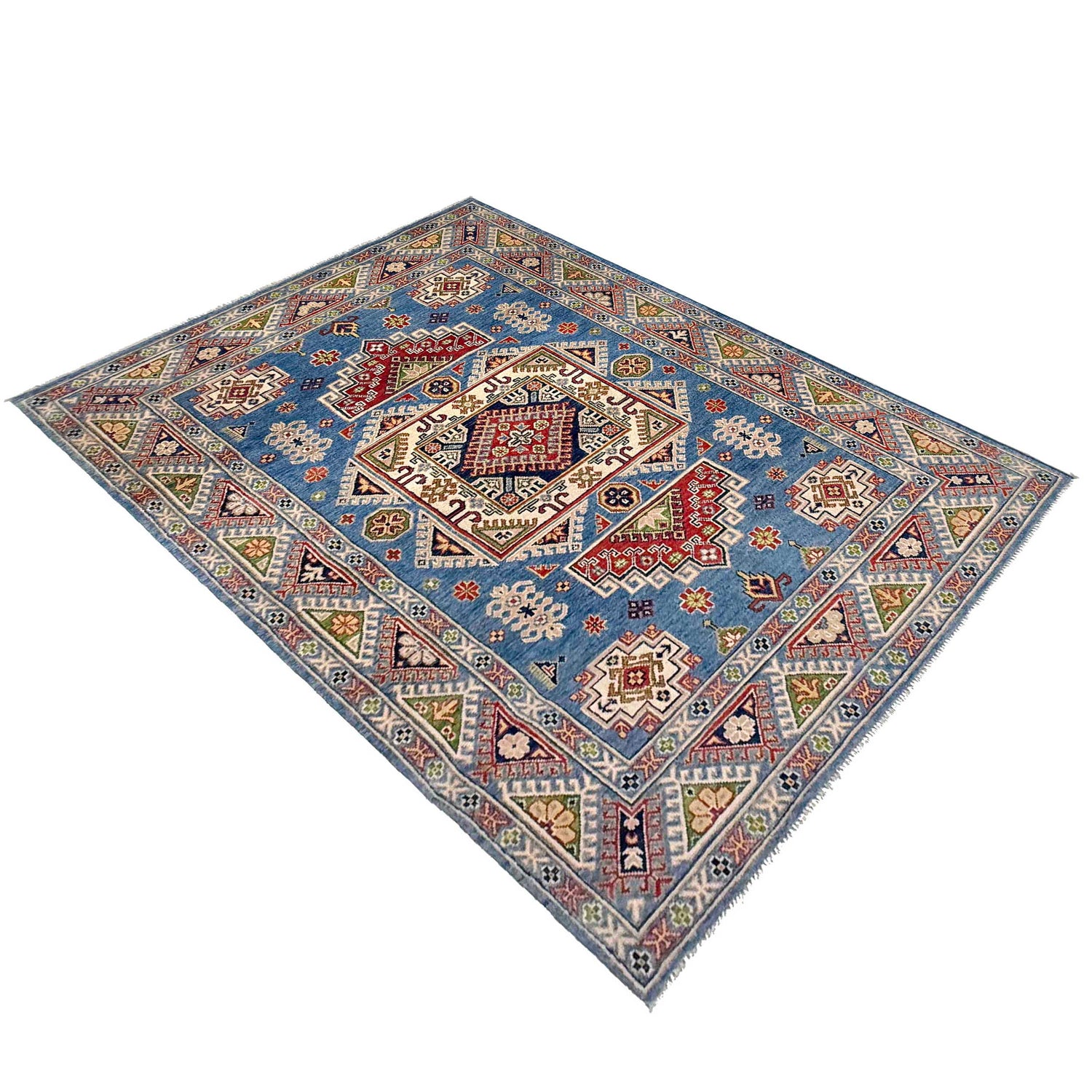 Handmade Kazak Area Rug 5' 0" x 6' 11" ft / 152 x 211 cm - No. G37581