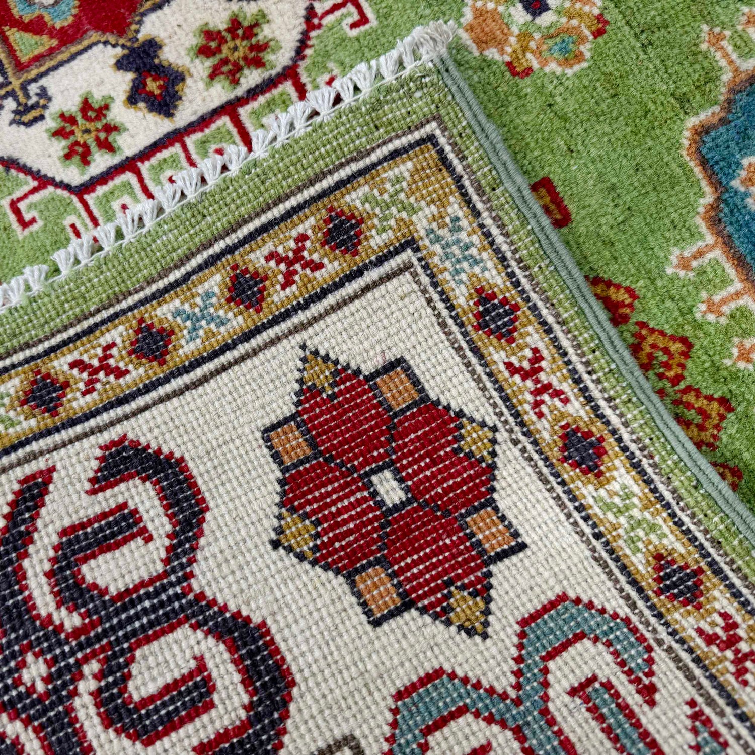 Green Color Kazak Rug 4' 11" x 6' 4" ft / 149 x 194 cm - No. G37583