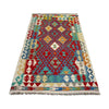 Multi Color ful Flat-Weave Wool Kilim 3' 1" x 5' 9" ft / 95 x 174 cm - No. G38576