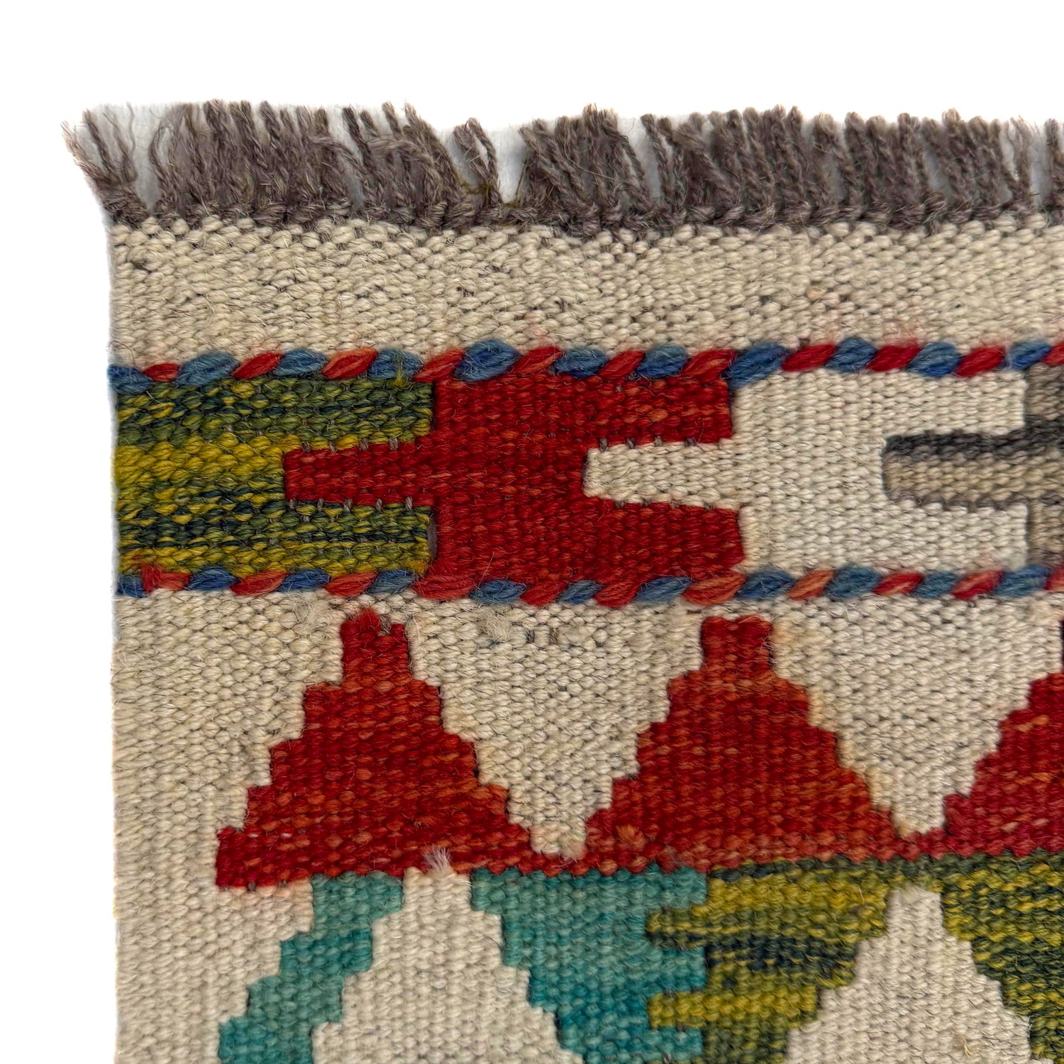 Multi Color ful Flat-Weave Wool Kilim 3' 1" x 5' 9" ft / 95 x 174 cm - No. G38576