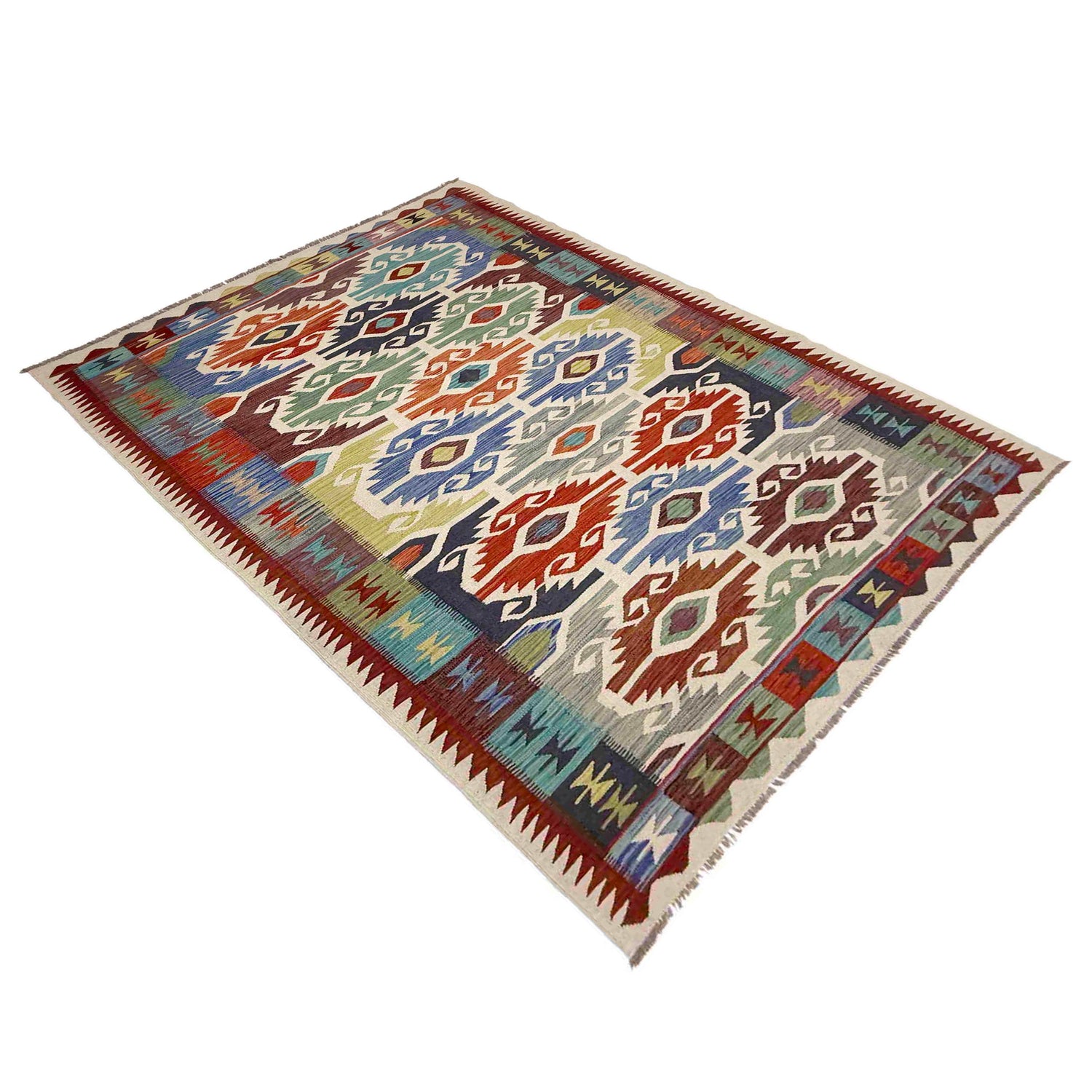 Handmade Vegetable Kilim 5' 10" x 9' 1" ft / 178 x 276 cm - No. G38824
