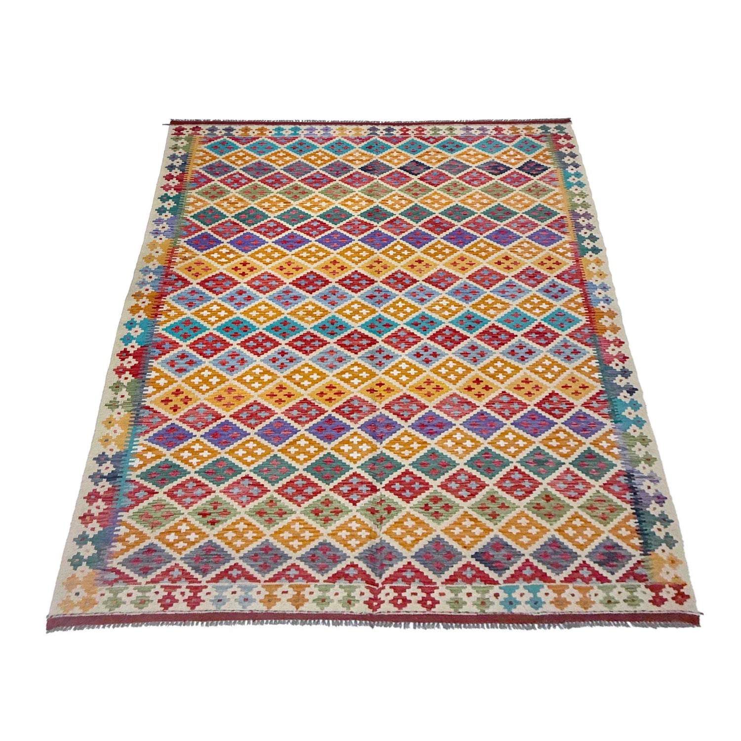 Hand Knotted Flatweave Kilim 6' 11" x 9' 6" ft / 212 x 290 cm - No. G38828
