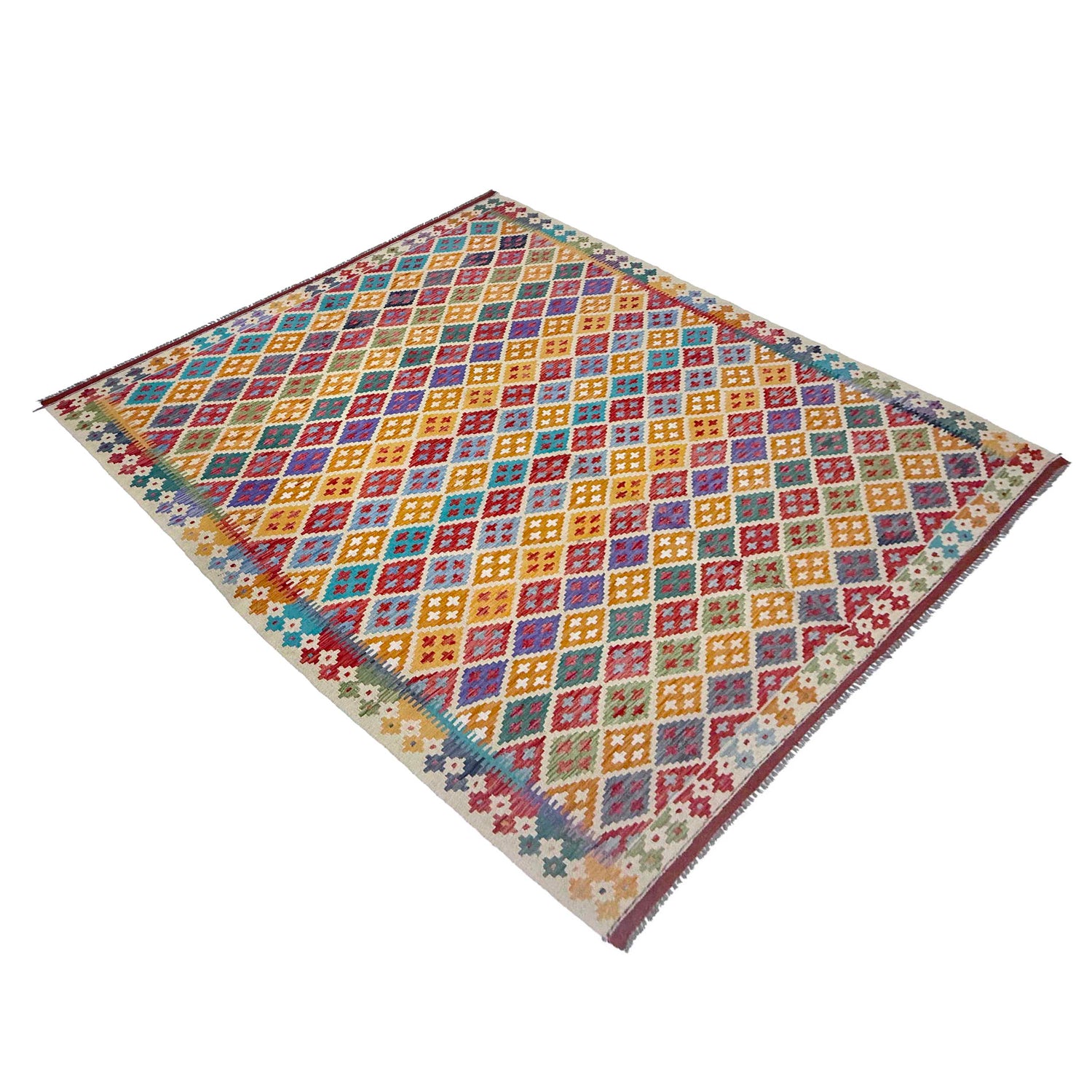 Hand Knotted Flatweave Kilim 6' 11" x 9' 6" ft / 212 x 290 cm - No. G38828