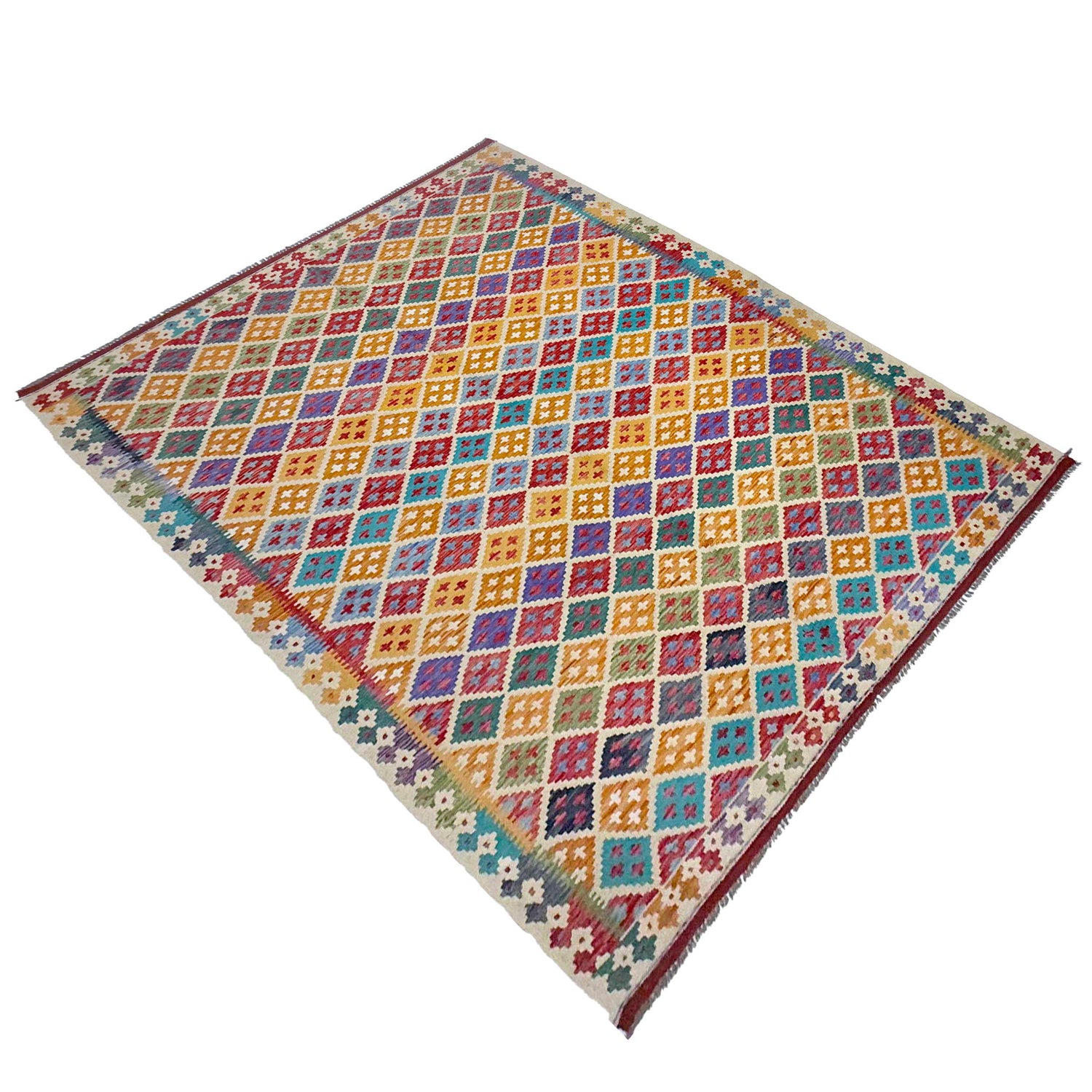 Hand Knotted Flatweave Kilim 6' 11" x 9' 6" ft / 212 x 290 cm - No. G38828