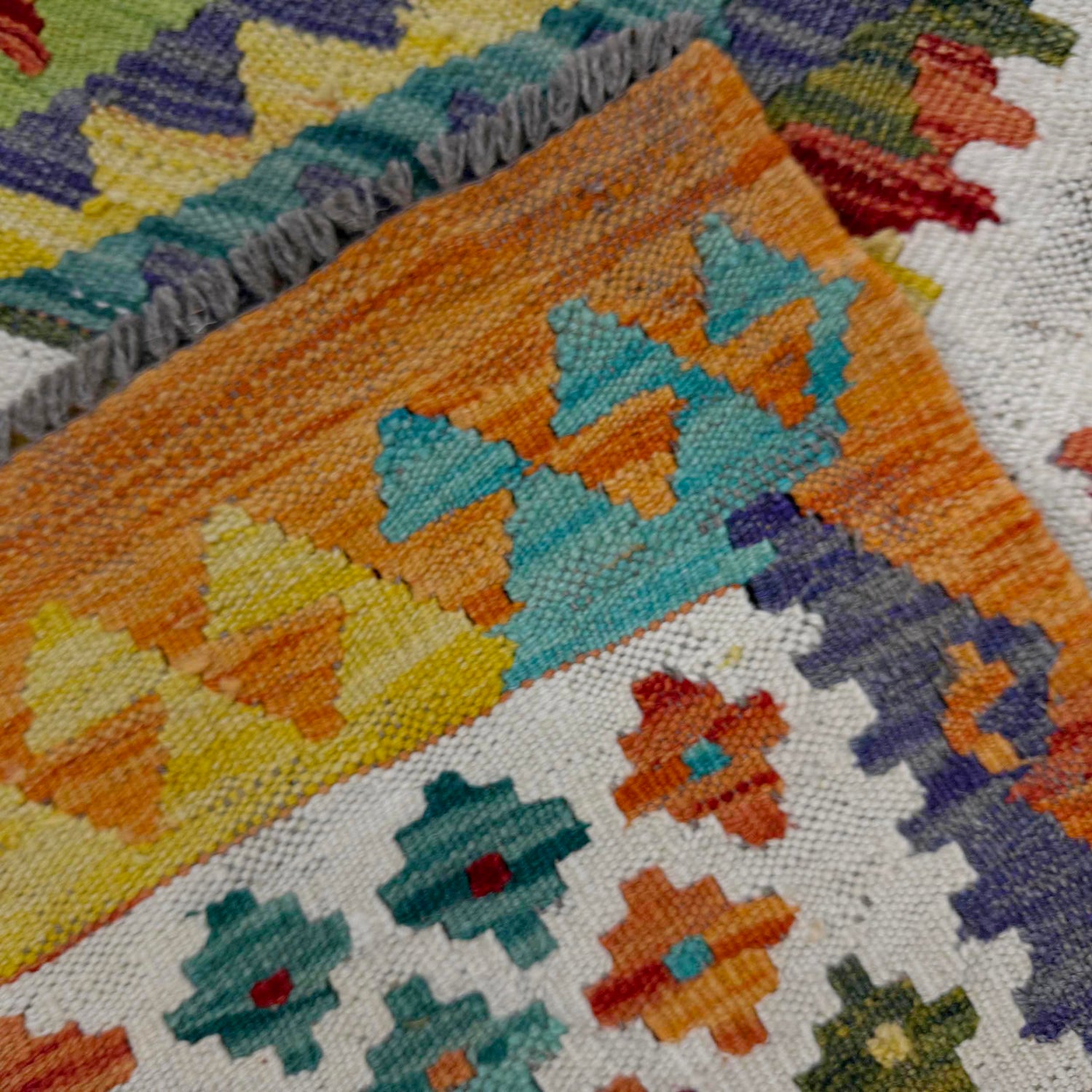 Hand Made Afghan Kilim 6' 8" x 9' 3" ft / 204 x 281 cm - No. G38831