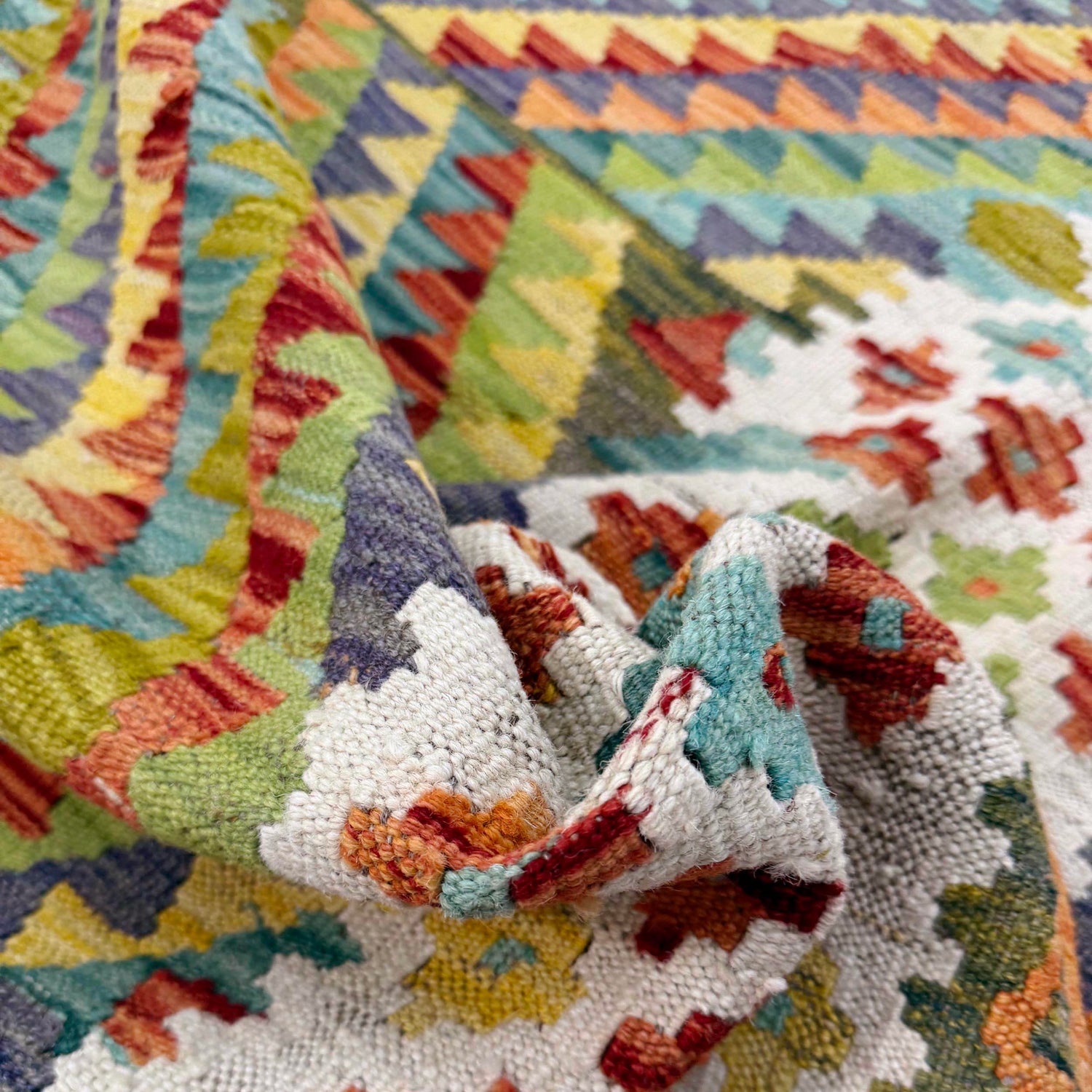 Hand Made Afghan Kilim 6' 8" x 9' 3" ft / 204 x 281 cm - No. G38831