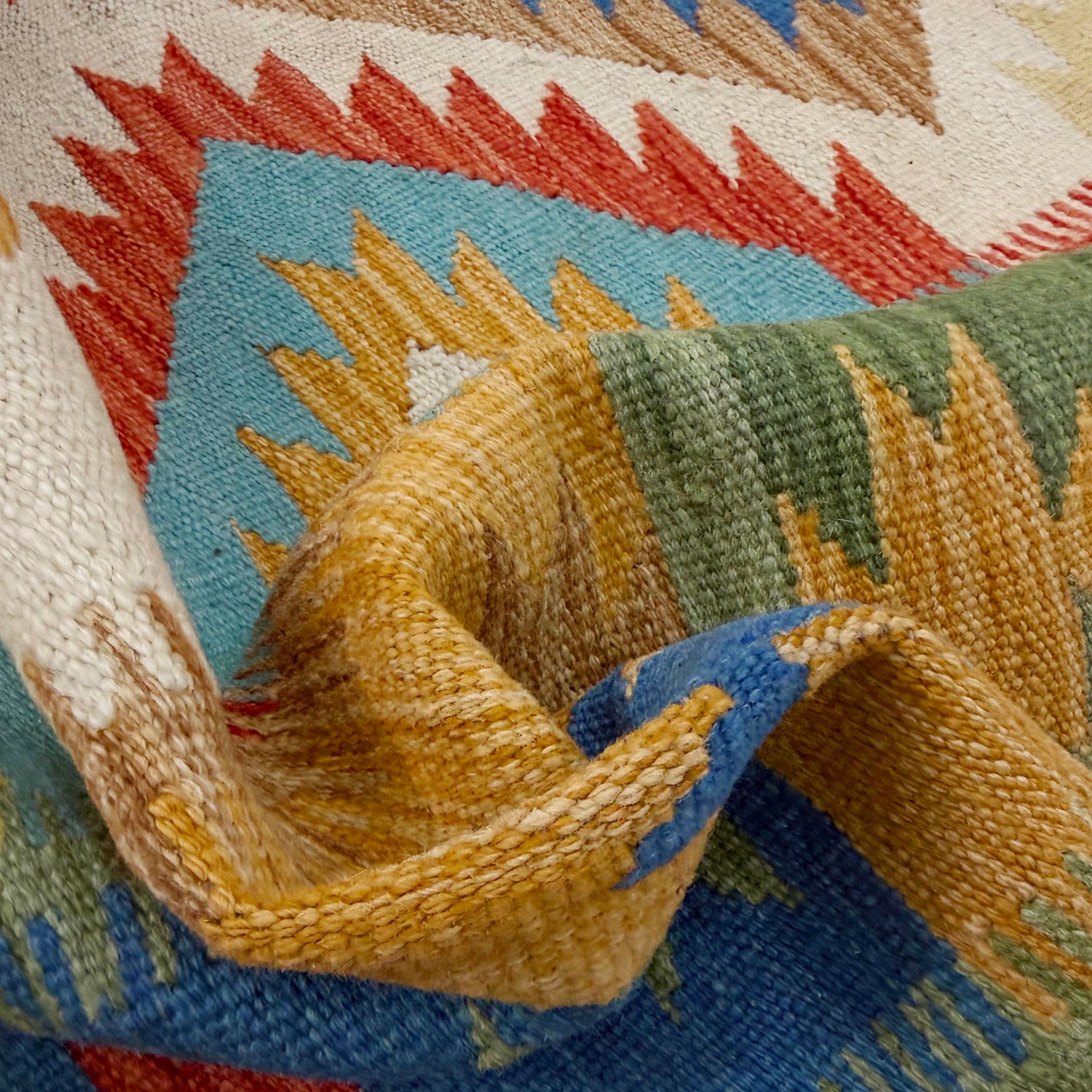 Hand Knotted Afghan Style Kilim 5' 6" x 8' 0" ft / 167 x 243 cm - No. G38836
