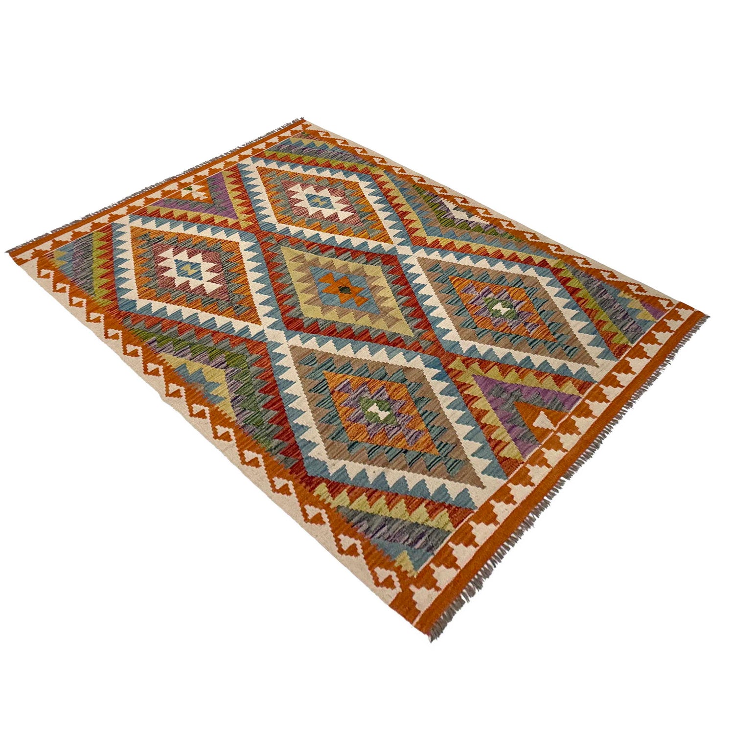 Hand Made Afghan Kilim 4' 11" x 6' 5" ft / 150 x 195 cm - No. G38844