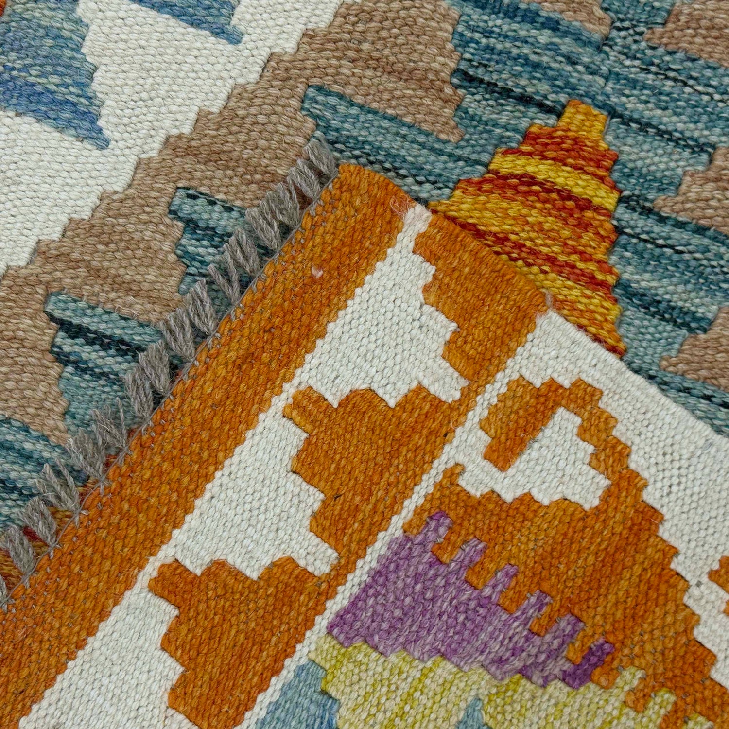 Hand Made Afghan Kilim 4' 11" x 6' 5" ft / 150 x 195 cm - No. G38844