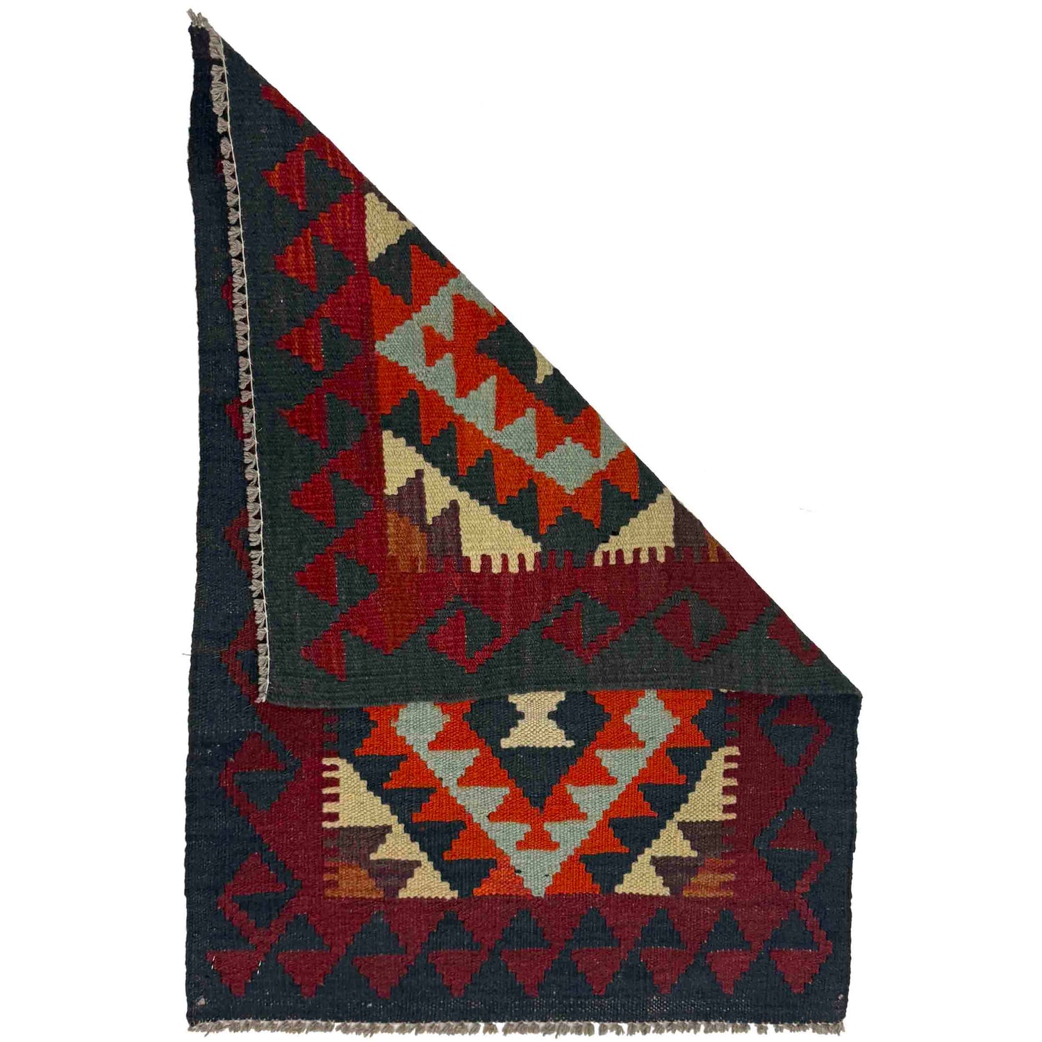 Handmade Turkish Design Wool Kilim 2' 1" x 2' 11" ft / 63 x 89 cm - No. G38849