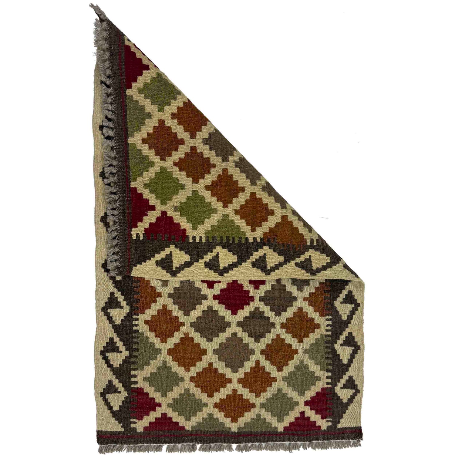 Handmade Afghan Vegetable Kilim 1' 11" x 3' 1" ft / 59 x 93 cm - No. G38853